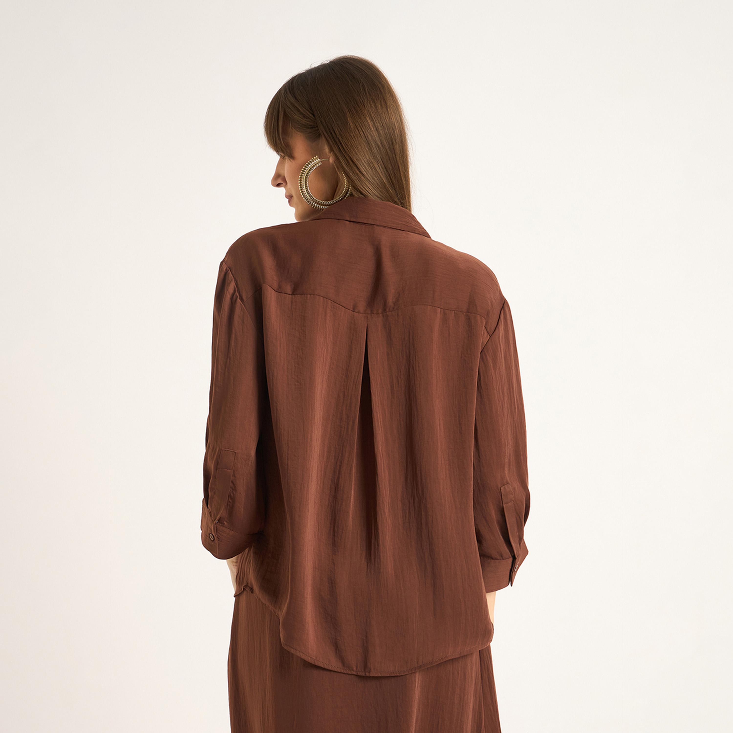 فيميلا × ستايلي - قميص ساتان باللون البني الفاتح-women-clothing-shirtsandblouses-shirts-image-2