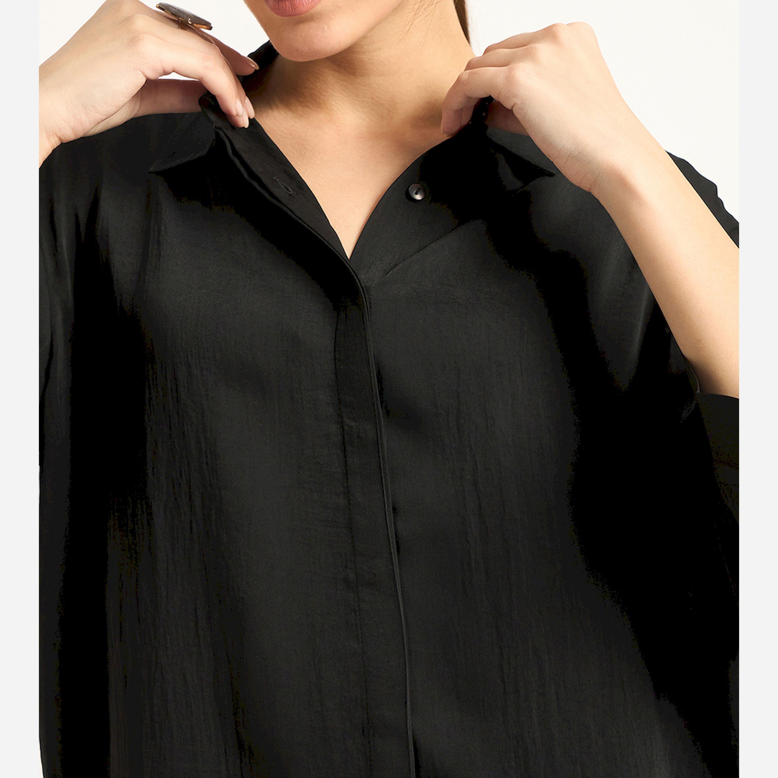 فيميلا × ستايلي - قميص ساتان أسود-women-clothing-shirtsandblouses-shirts-image-4