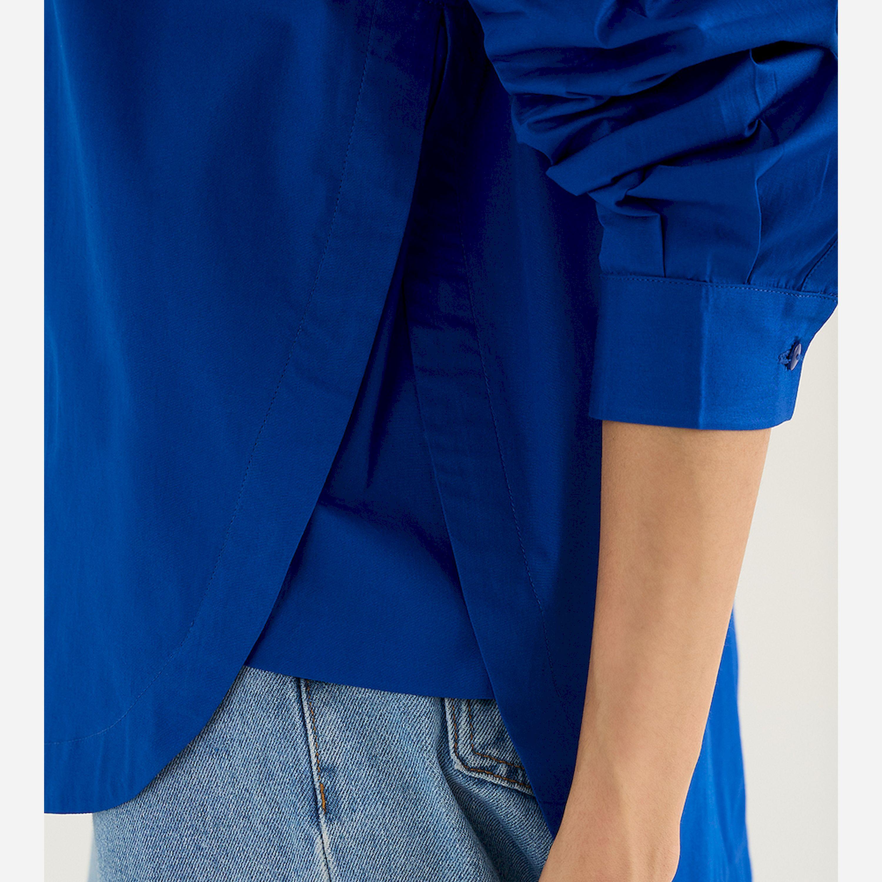 Femmella X Styli Royal Blue Back Pleat Detail Poplin Shirt-women-clothing-shirtsandblouses-shirts-image-6