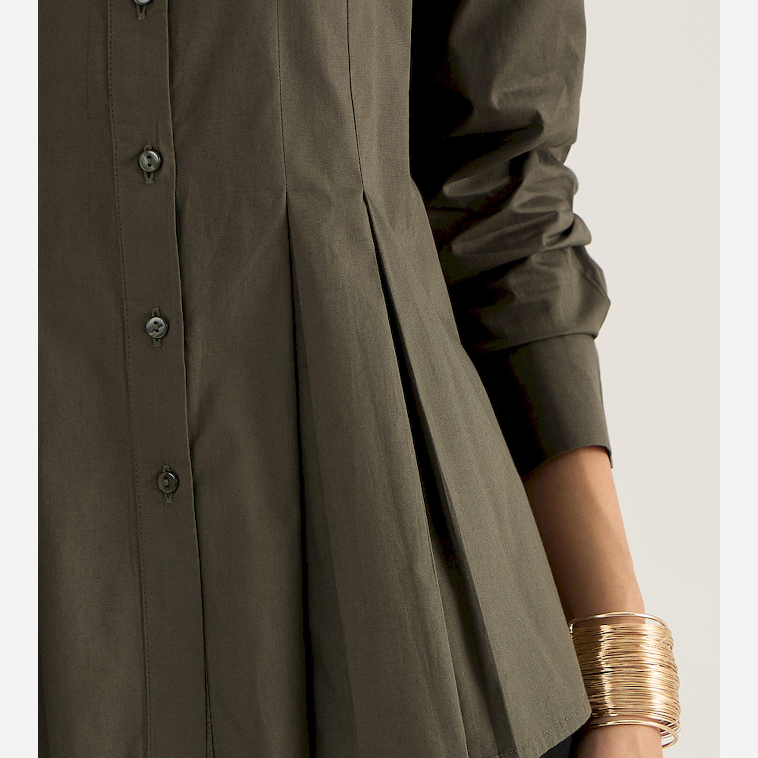 فيميلا × ستايلي - قميص من قماش البوبلين المطوي - زيتي-women-clothing-shirtsandblouses-shirts-image-6