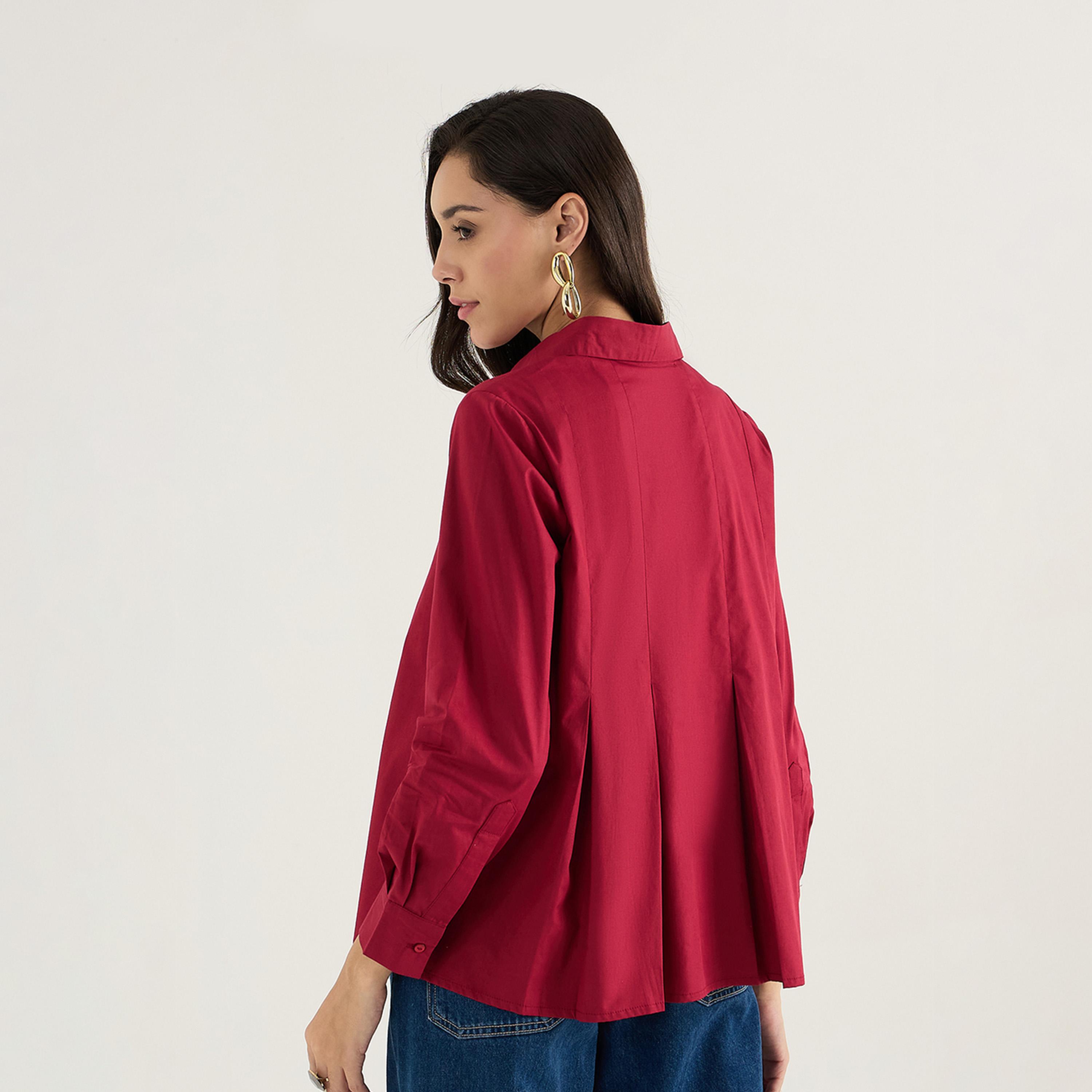 فيميلا × ستايلي - قميص من قماش البوبلين بكسرات-women-clothing-shirtsandblouses-shirts-image-3