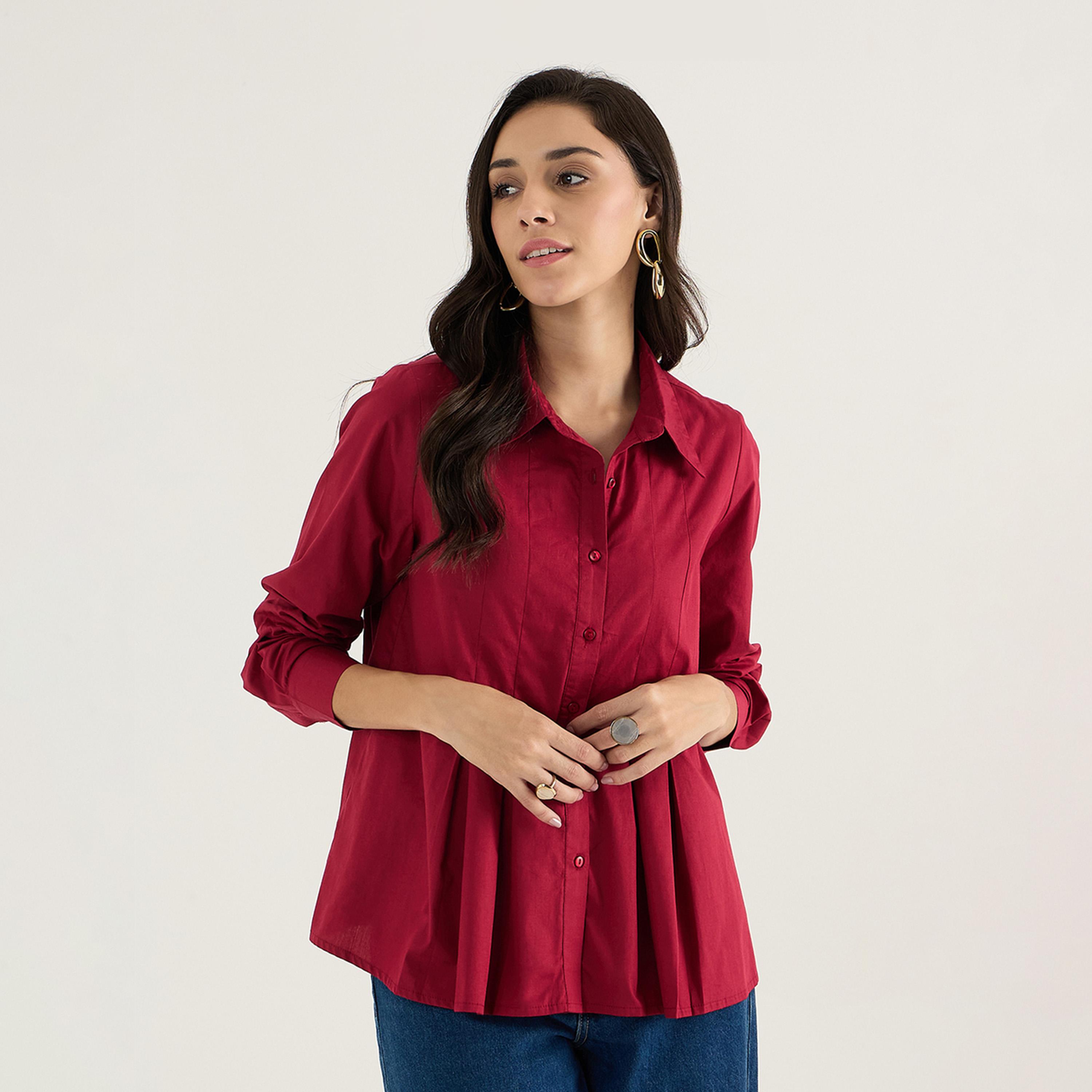 فيميلا × ستايلي - قميص من قماش البوبلين بكسرات-women-clothing-shirtsandblouses-shirts-image-6