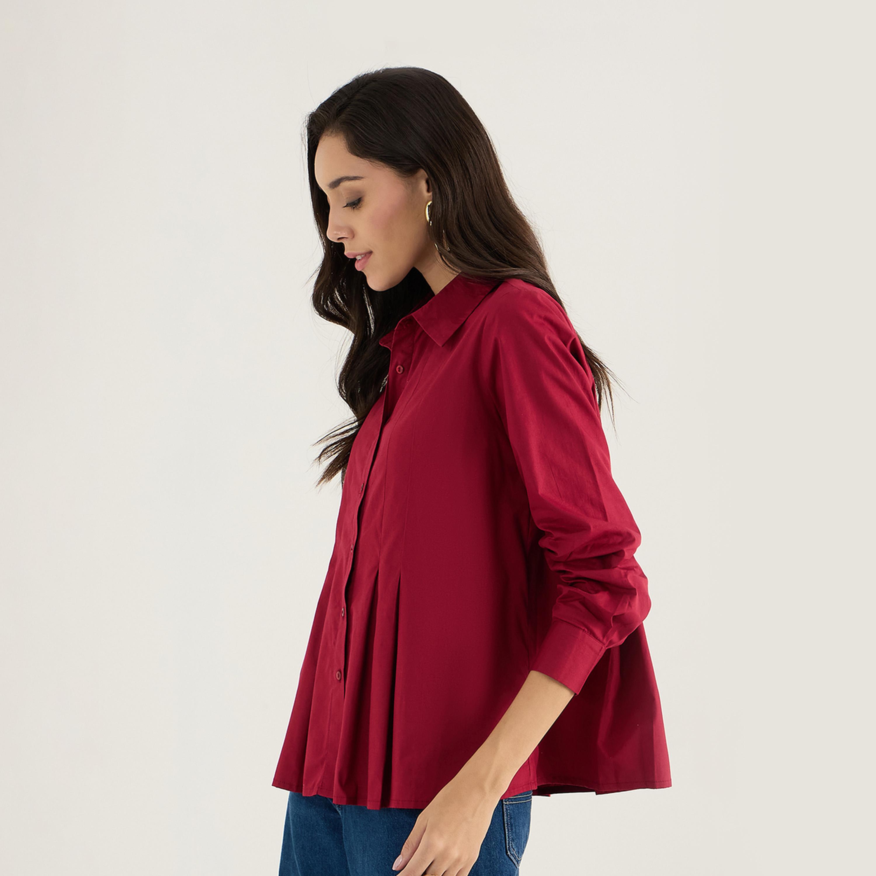 فيميلا × ستايلي - قميص من قماش البوبلين بكسرات-women-clothing-shirtsandblouses-shirts-image-7