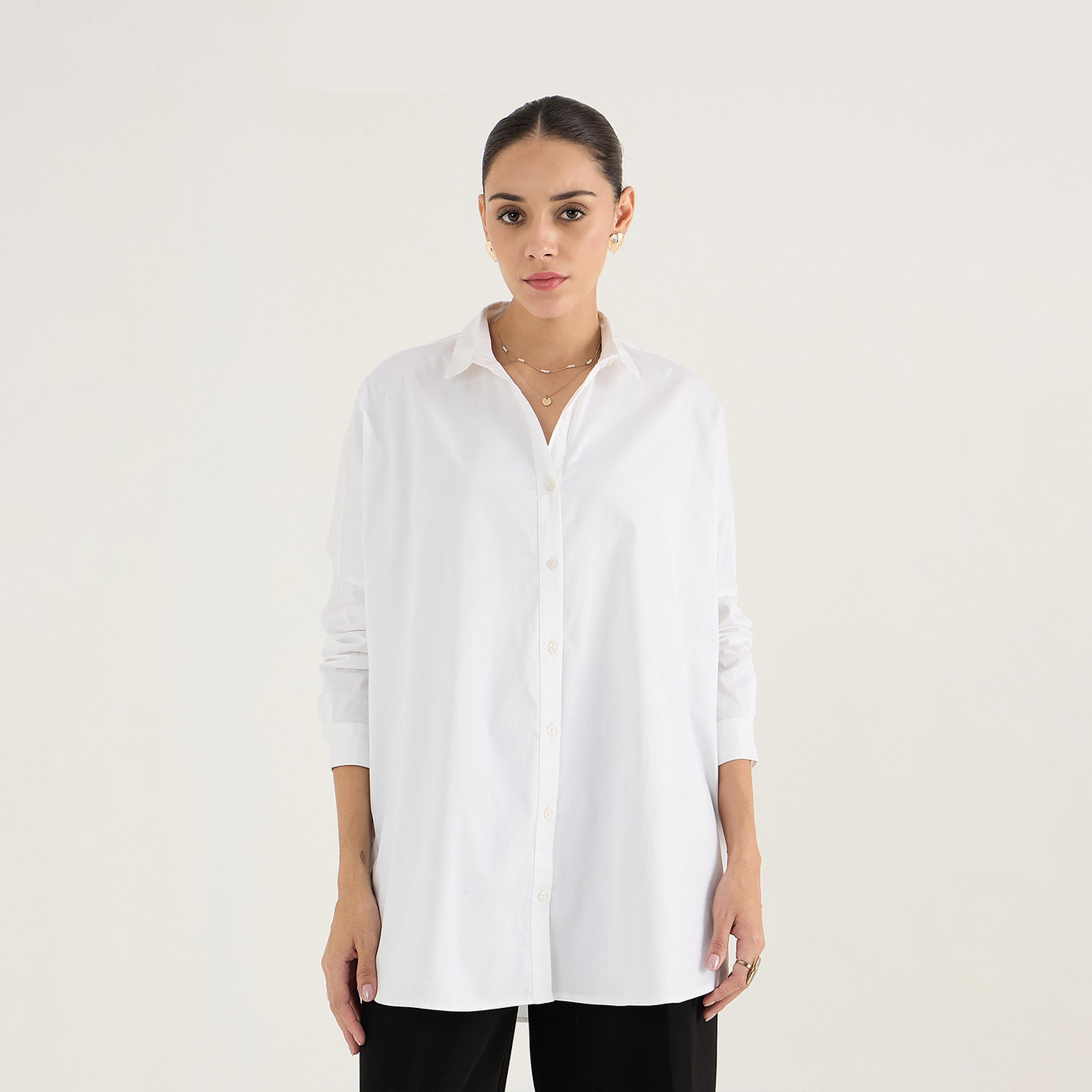 Femmella X Styli White Oversize Cotton Shirt-women-clothing-shirtsandblouses-shirts-image-1