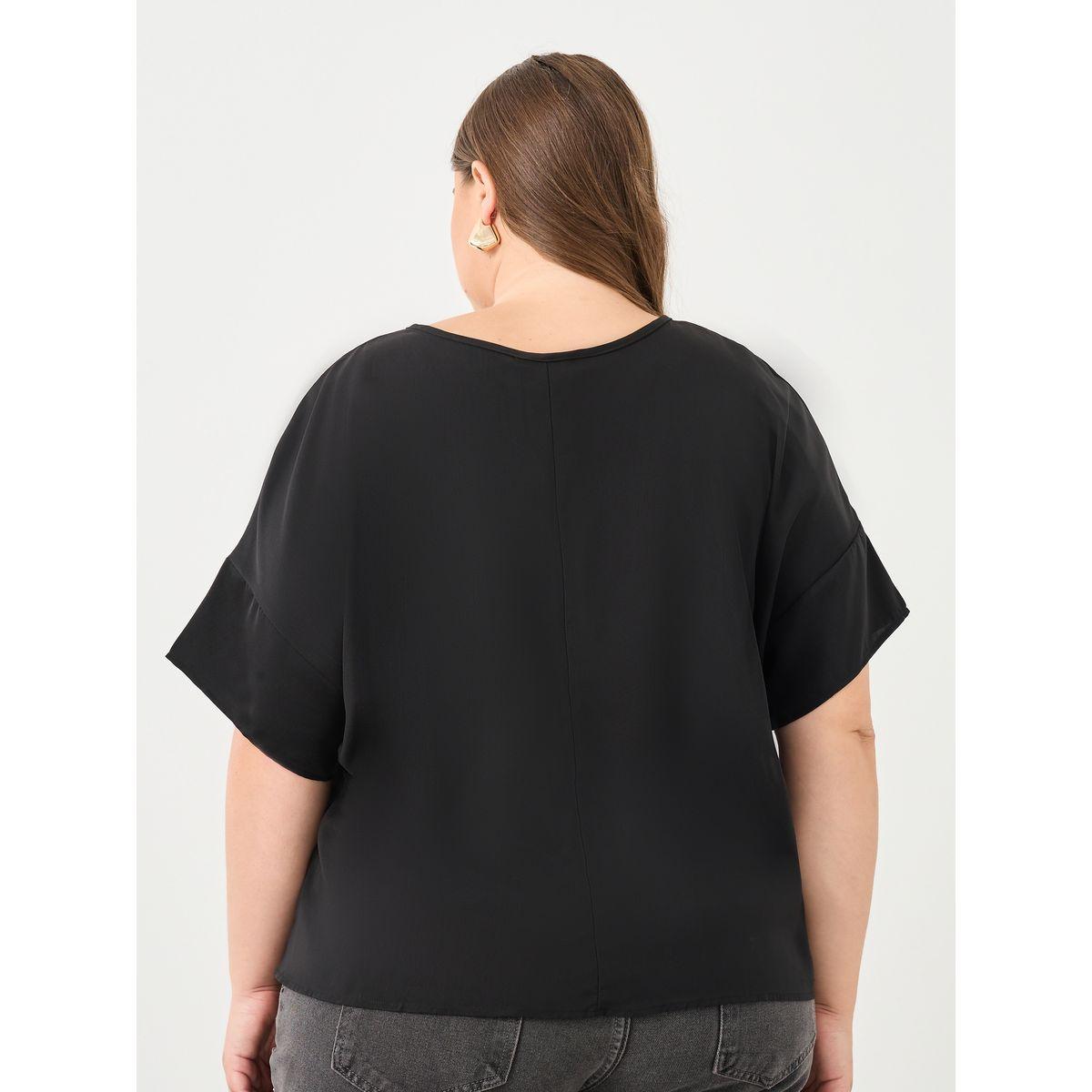 بلوزة بمقاس كبير مع ياقة بشق-women-clothing-shirtsandblouses-blouses-image-1