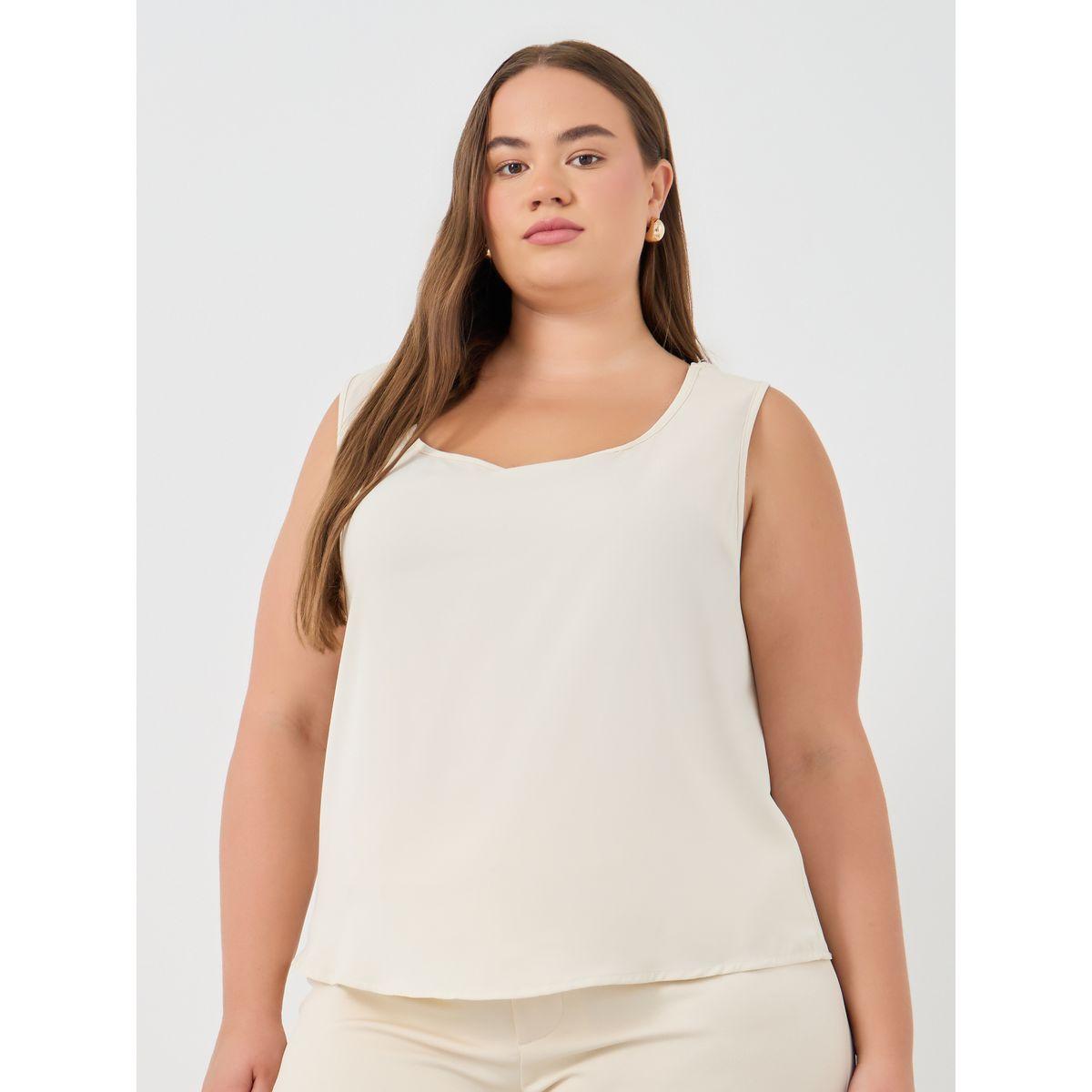 بلوزة سادة بمقاس كبير وبلا أكمام-women-clothing-shirtsandblouses-blouses-image-1