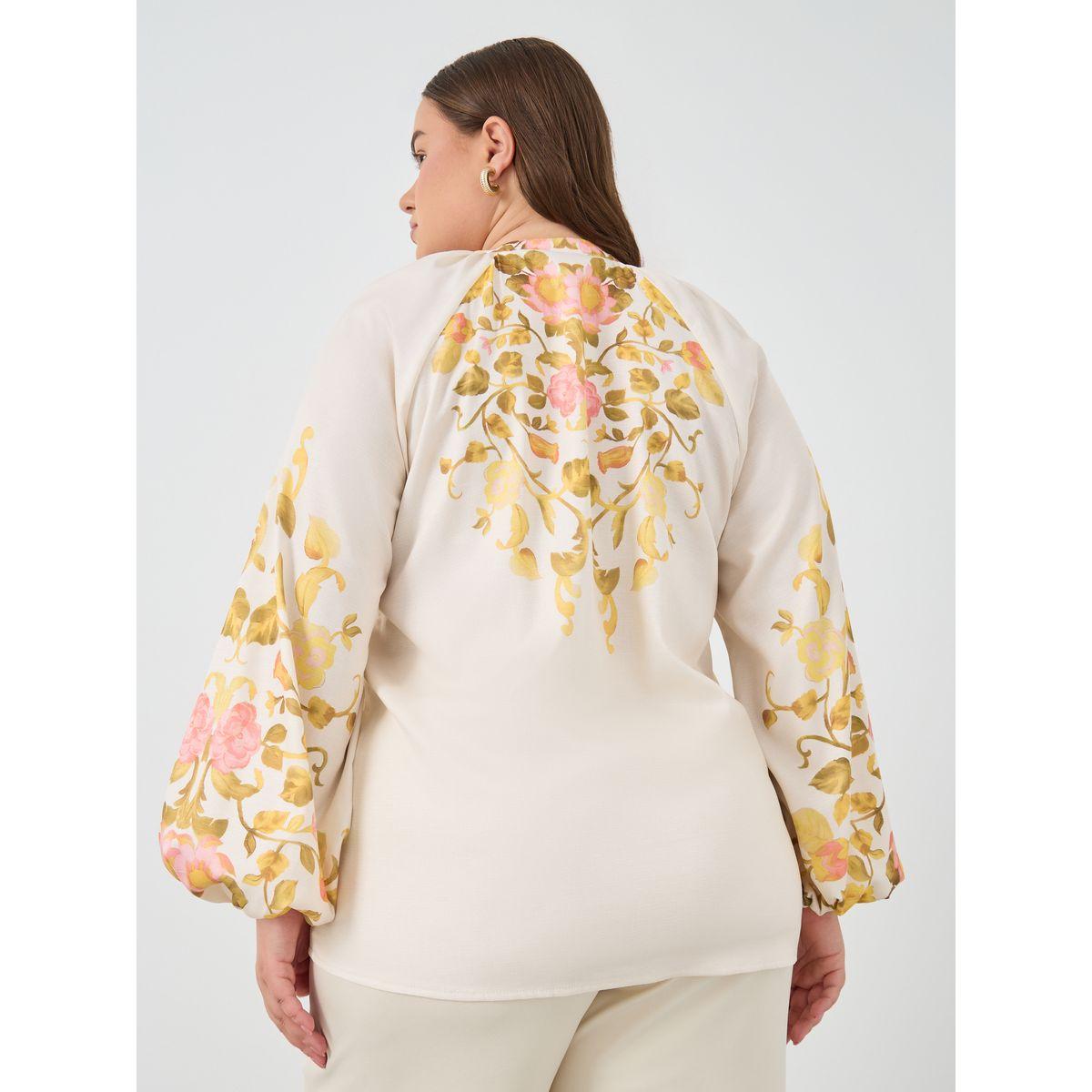 بلوزة بمقاس كبير وطبعة زهور مع أكمام بالون وأزرار-women-clothing-shirtsandblouses-shirts-image-4