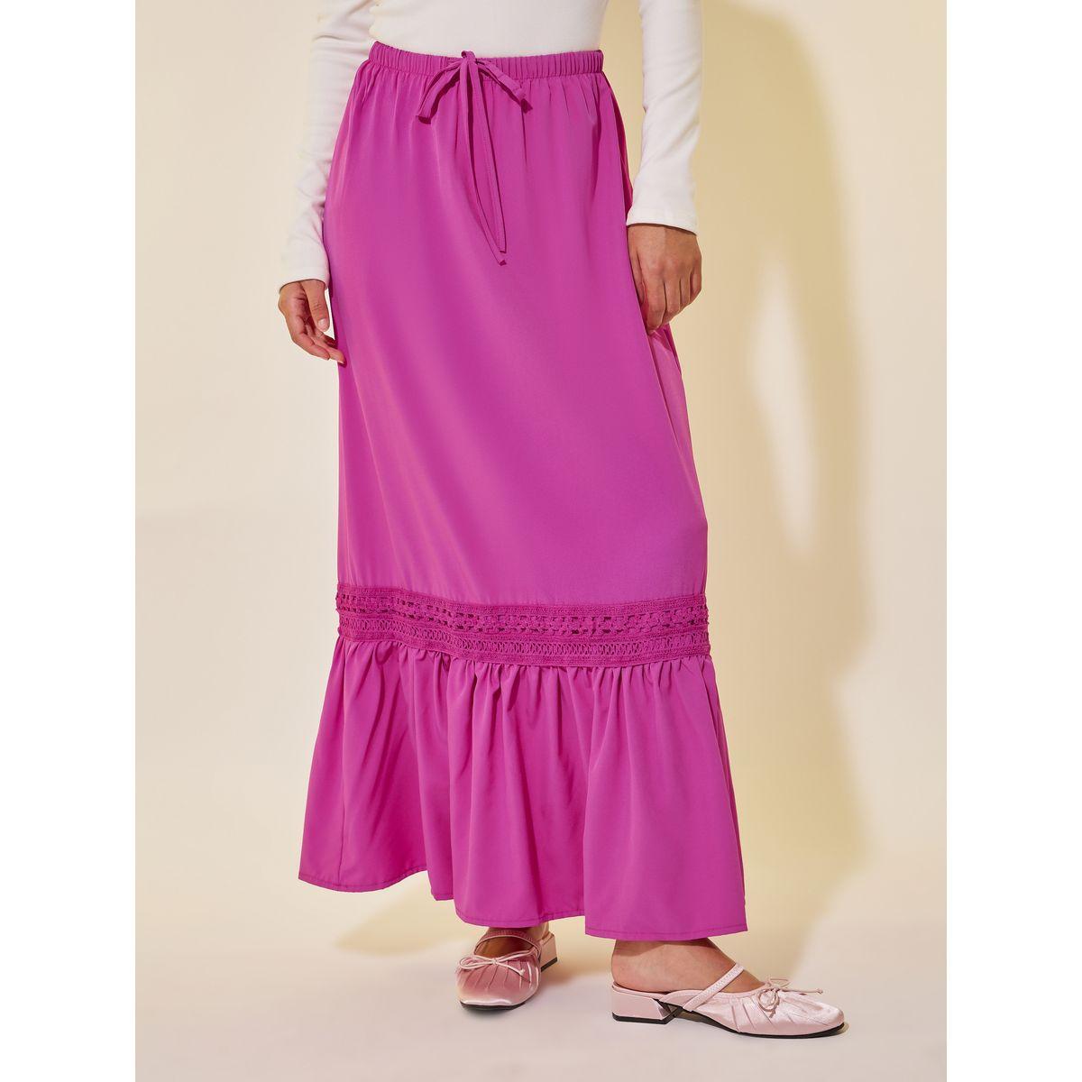 Styli Lace Trim A-Line Maxi Skirt with Drawstring Waist-women-clothing-bottoms-skirts-image-2