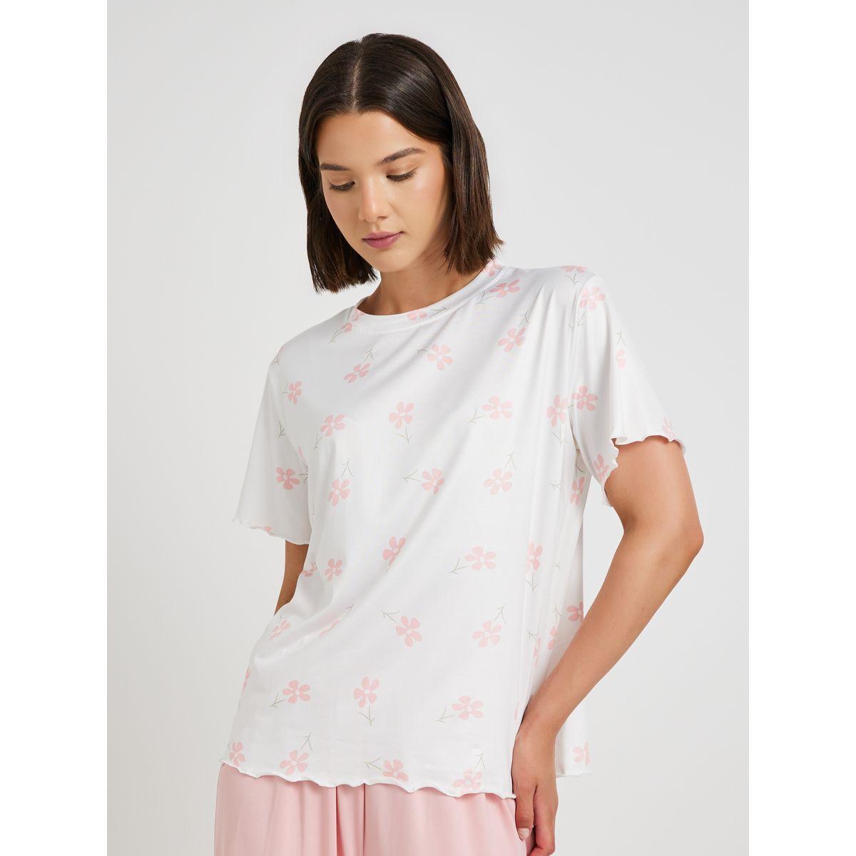Styli Floral Printed T-Shirt and Solid Pyjama Set-women-clothing-nightwear-pyjamas-longsets-image-2