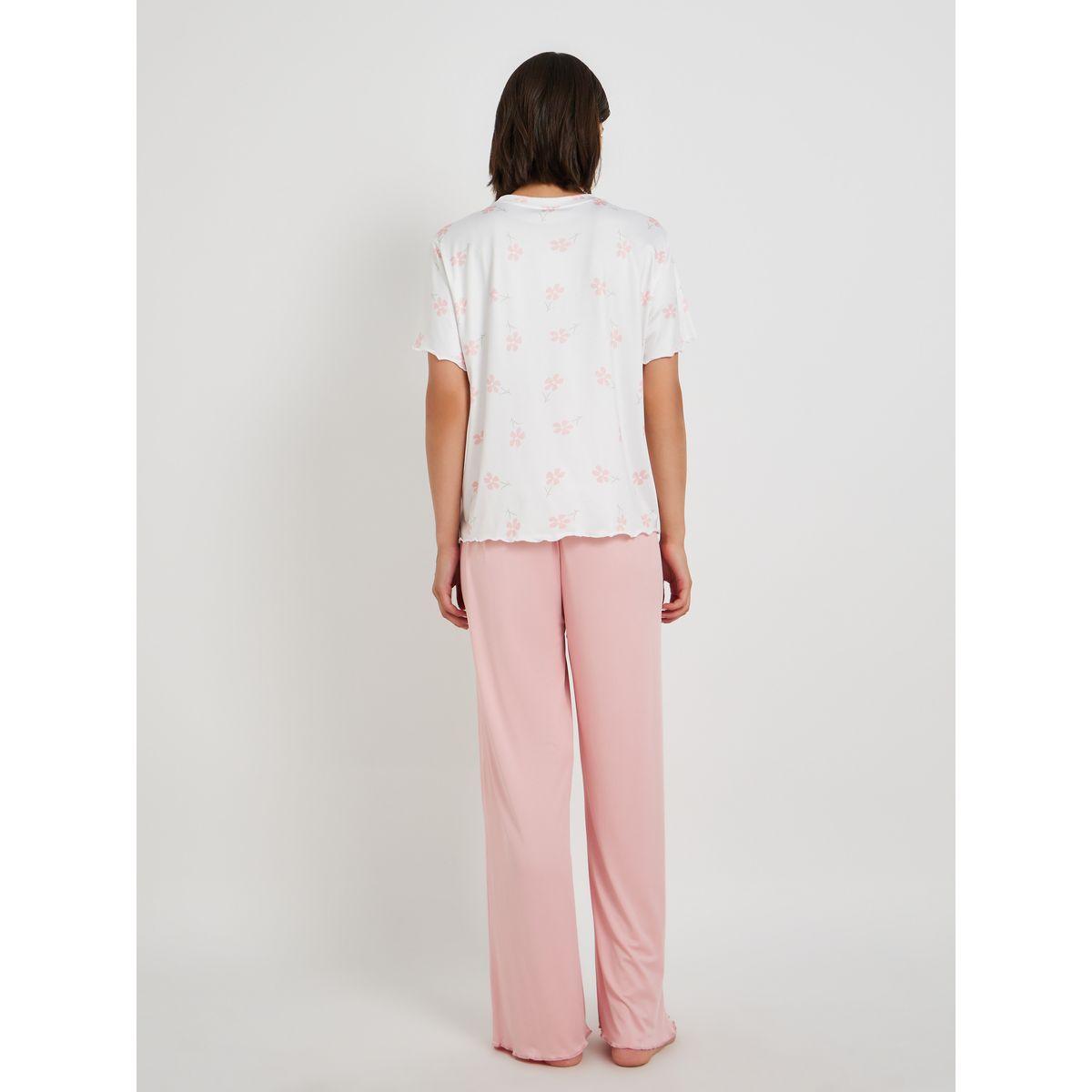 Styli Floral Printed T-Shirt and Solid Pyjama Set-women-clothing-nightwear-pyjamas-longsets-image-4