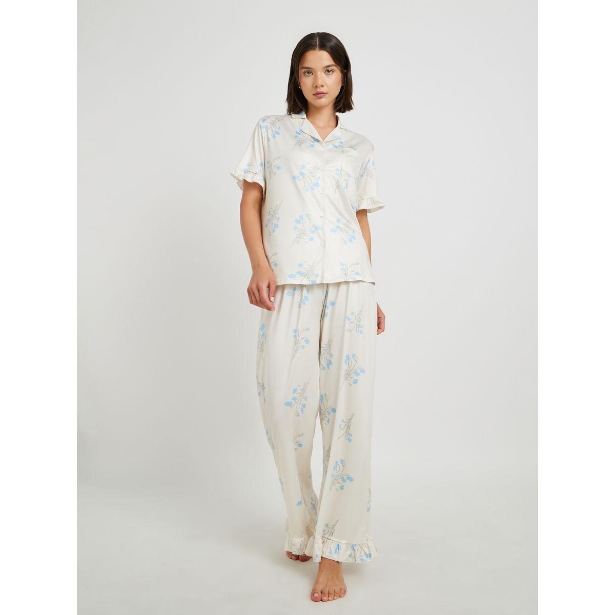 طقم بيجاما من بنطال وبلوزة بأكمام قصيرة-women-clothing-nightwear-pyjamas-longsets-image-3