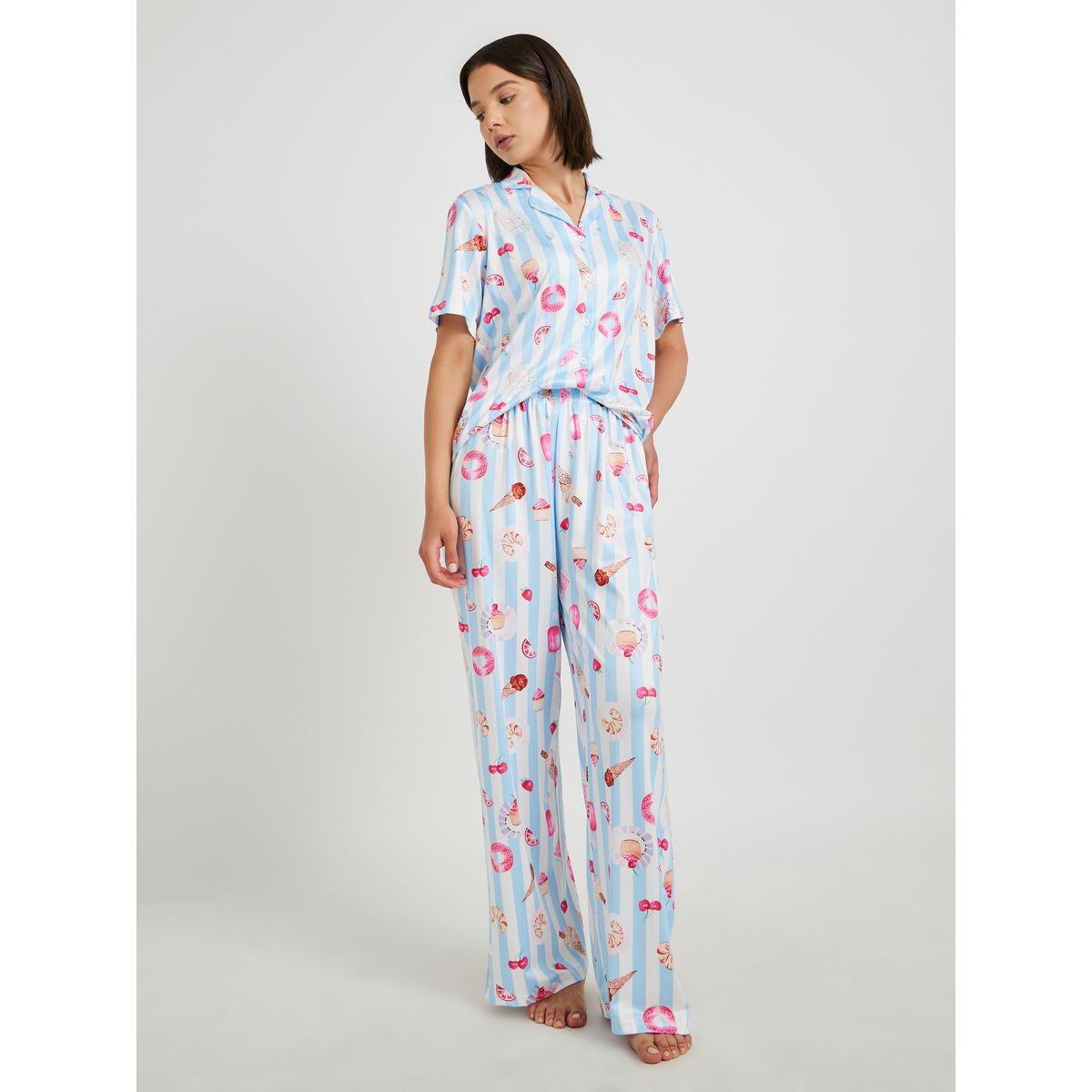 Styli All Over Printed Short Sleeve Shirt and Pyjama Set-women-clothing-nightwear-pyjamas-longsets-image-2