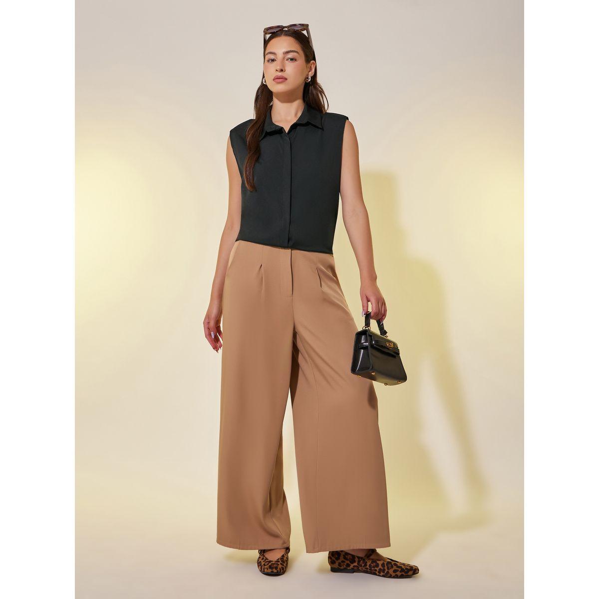 بلوزة سادة بلا أكمام مع ياقة نوتش ليبل-women-clothing-tshirts-image-2