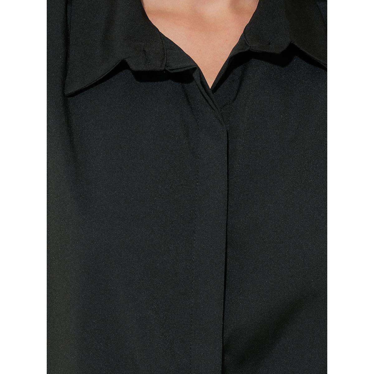 Styli Solid Sleeveless Notch Lapel Shirt with Padded Shoulder-women-clothing-tshirts-image-3