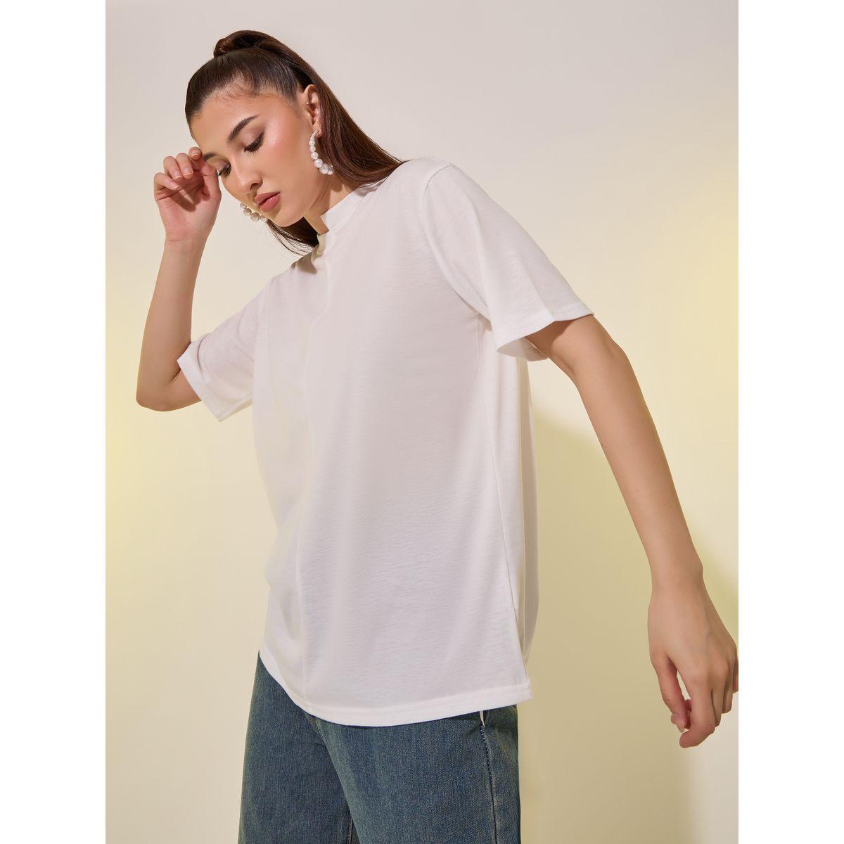 Styli Solid Asymmetrical Neck T-Shirt-women-clothing-tshirts-image-2