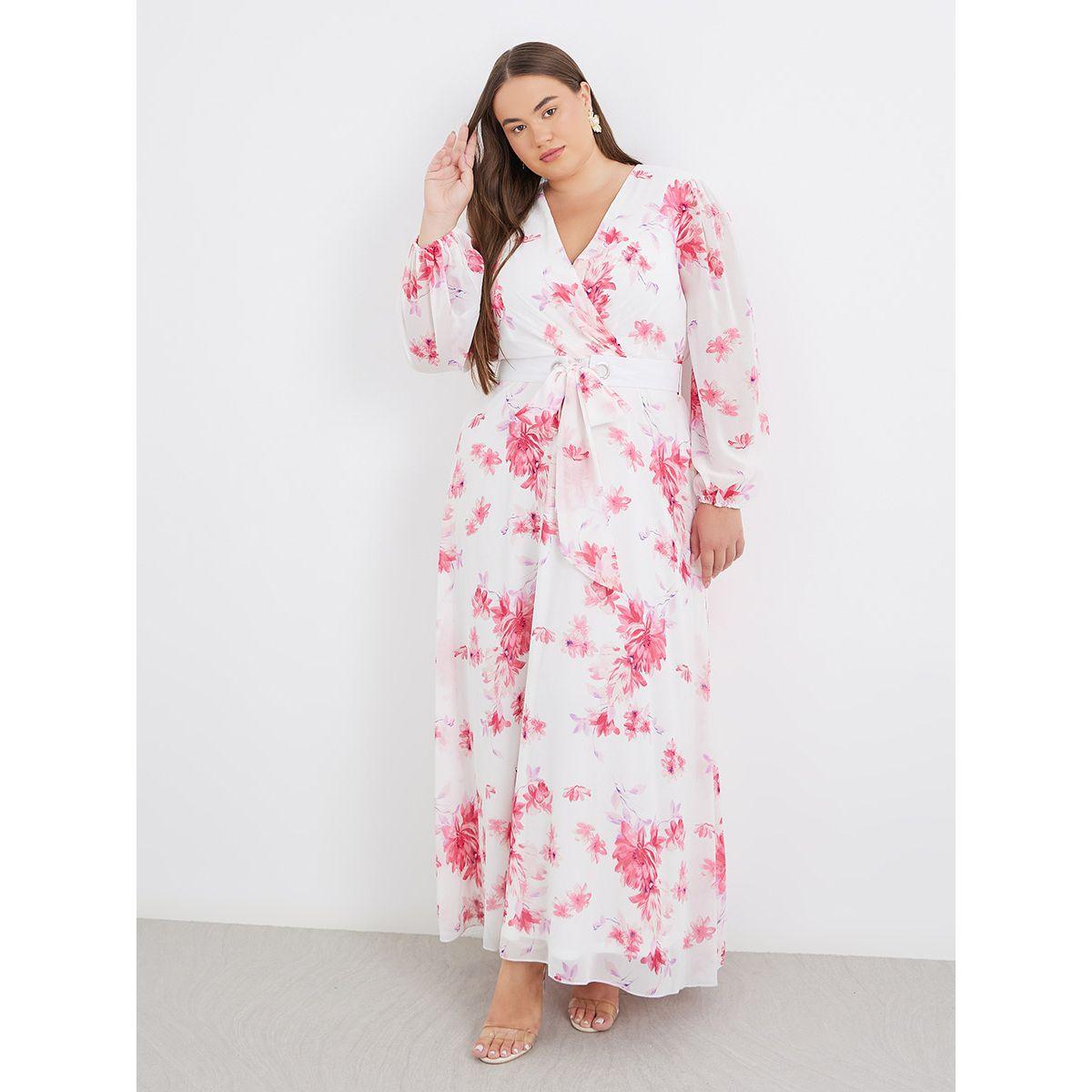 فستان طويل بمقاس كبير وطبعة زهور-women-clothing-dresses-image-1