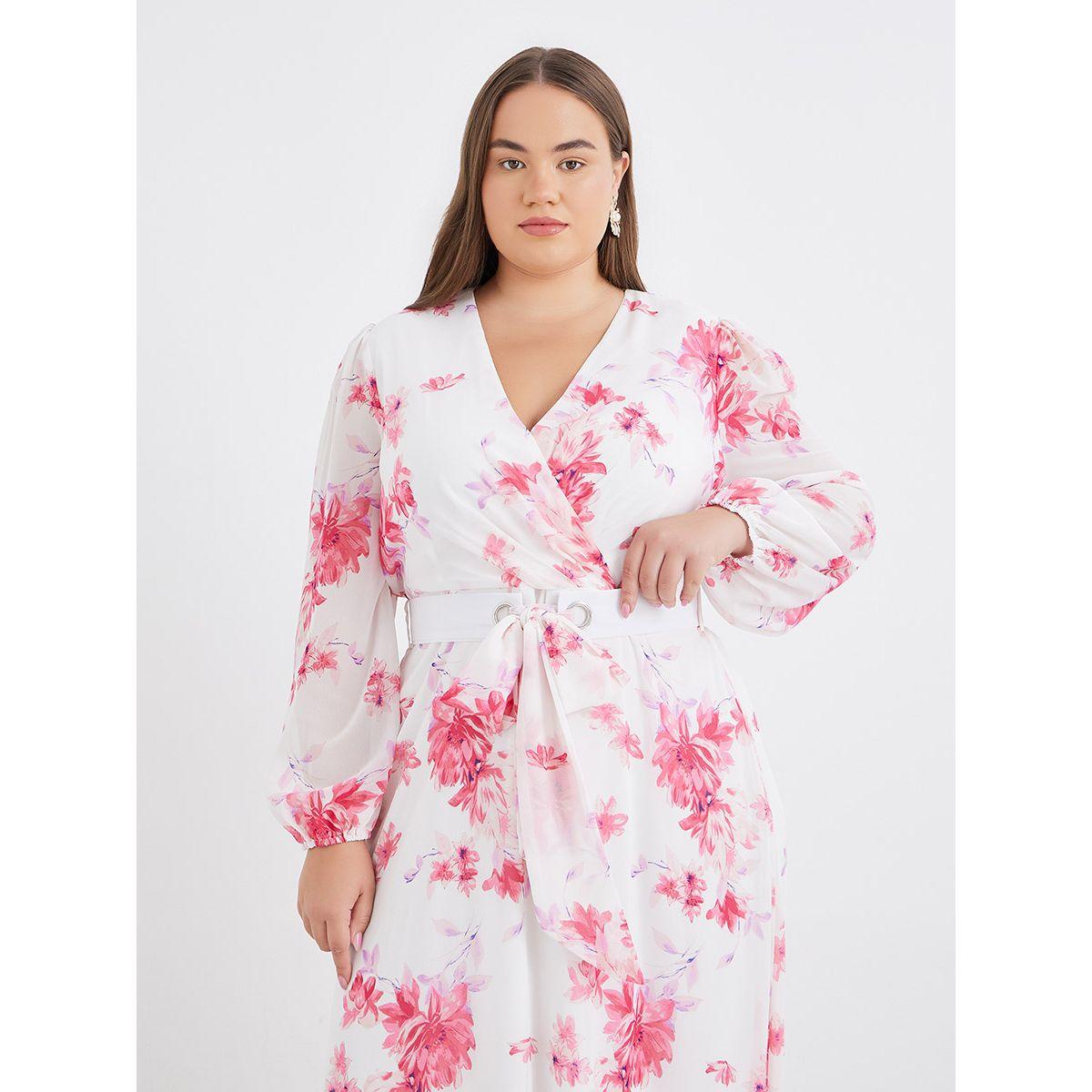 فستان طويل بمقاس كبير وطبعة زهور-women-clothing-dresses-image-3