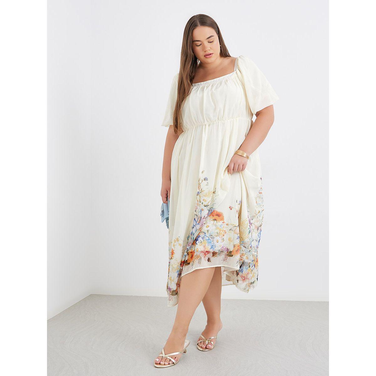 Styli Plus Midi Dress with Square Neck-women-clothing-dresses-image-1