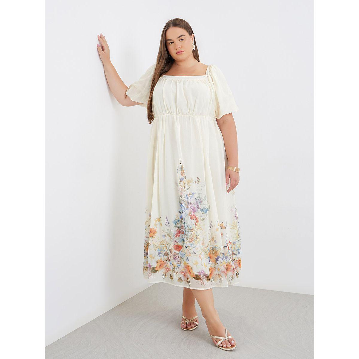 Styli Plus Midi Dress with Square Neck-women-clothing-dresses-image-2