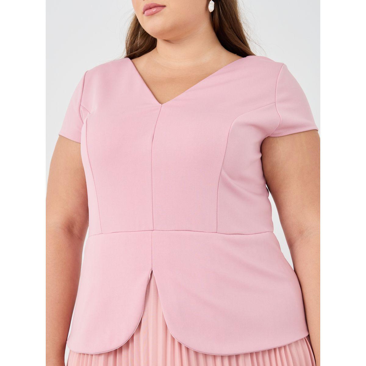 فستان ميدي بمقاس كبير وأكمام قصيرة-women-clothing-dresses-image-4