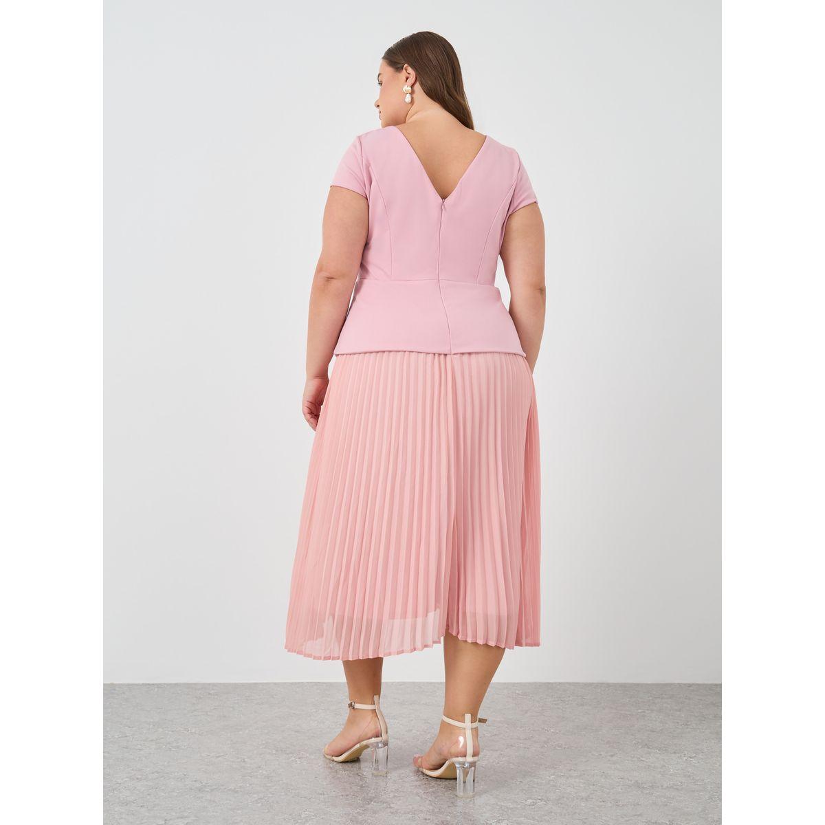 فستان ميدي بمقاس كبير وأكمام قصيرة-women-clothing-dresses-image-5