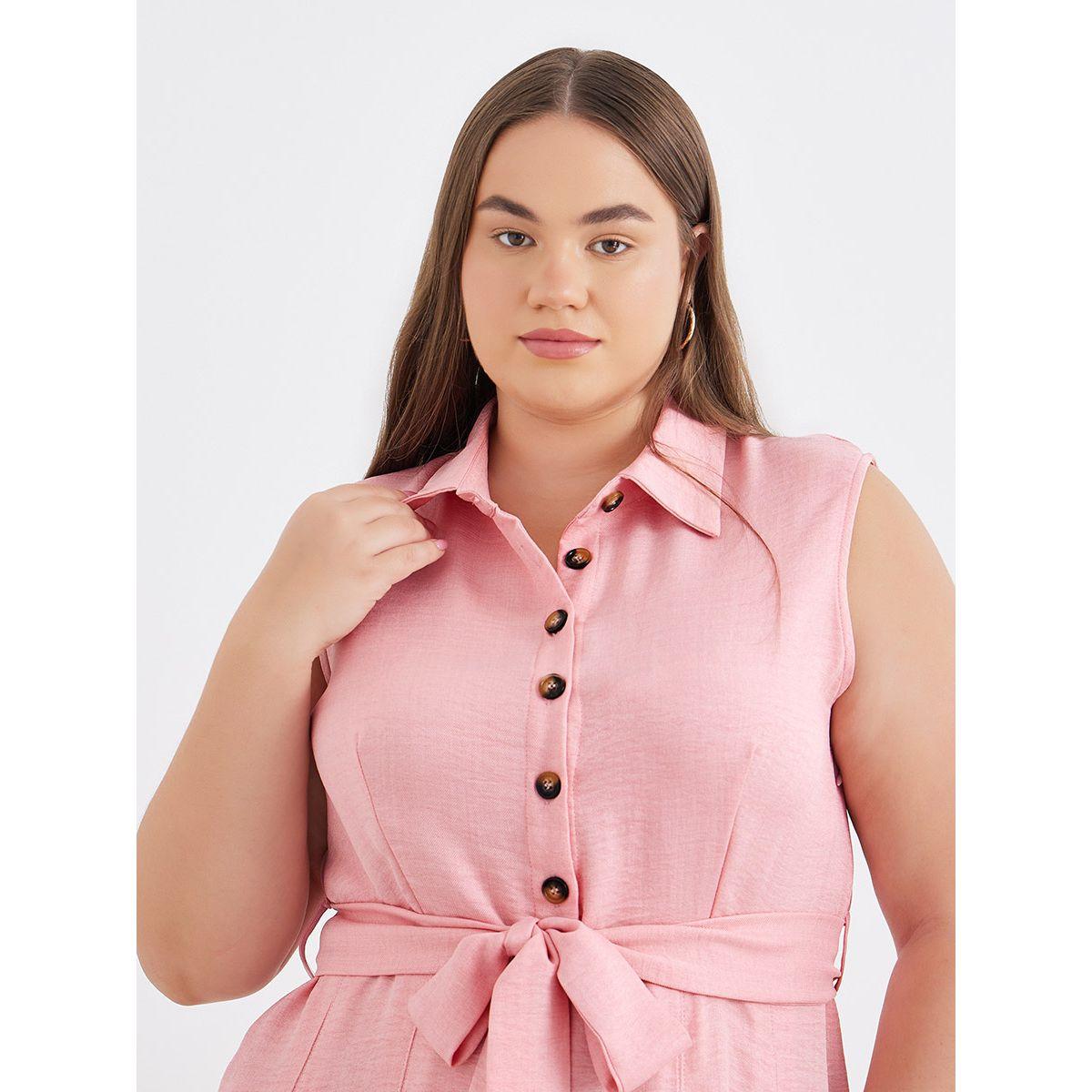 فستان ميدي بمقاس كبير وربطة خصر-women-clothing-dresses-image-4