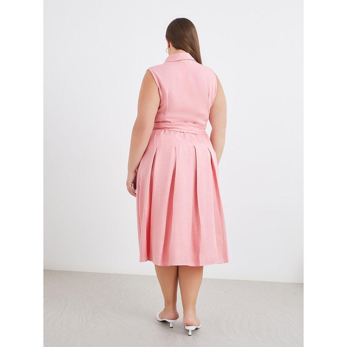 فستان ميدي بمقاس كبير وربطة خصر-women-clothing-dresses-image-5