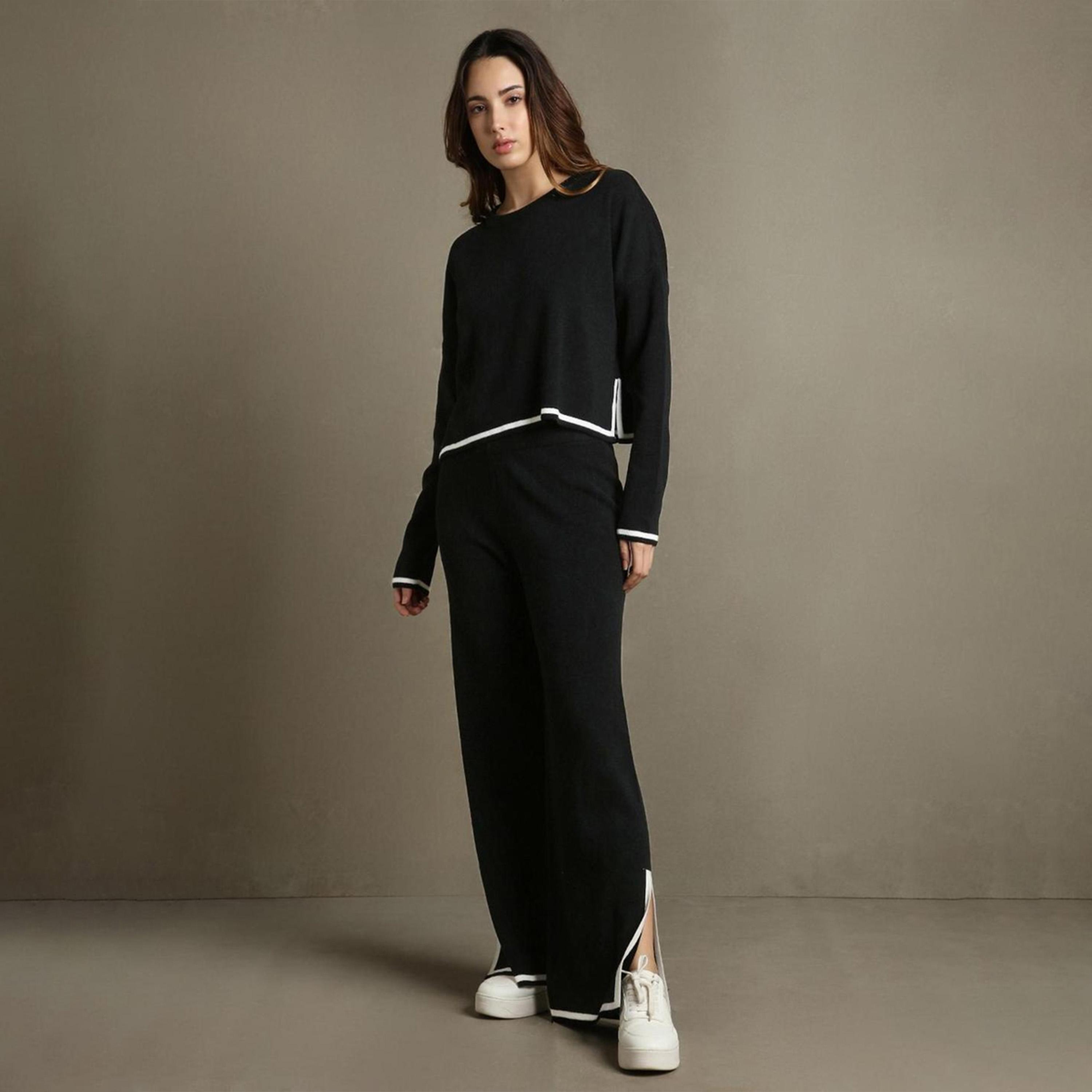 دينيس لينغو× ستايلي-  فستان نسائي من الأكريليك بقصّة عادية وأكمام كاملة-women-clothing-coordsets-image-1