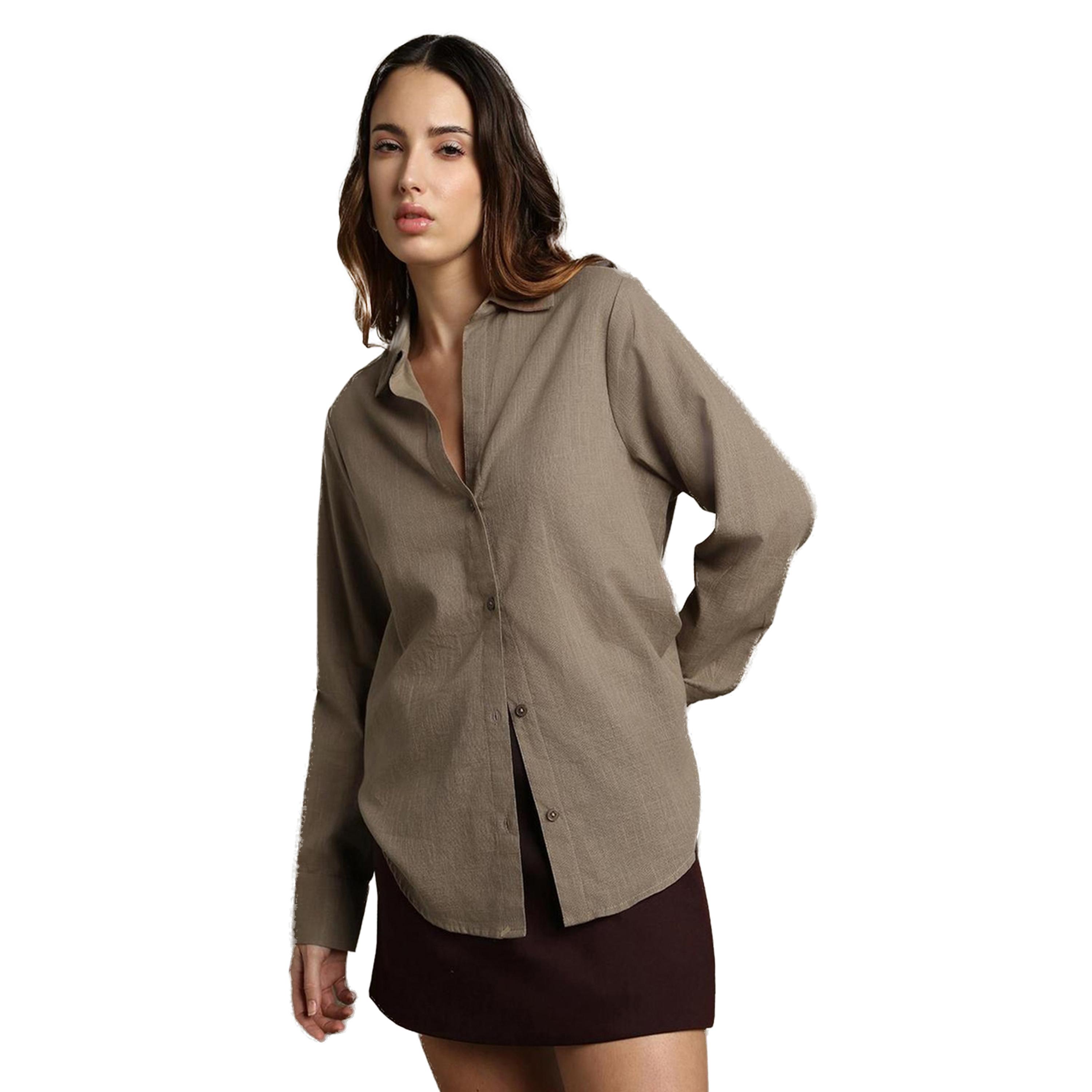 Dennis Lingo X Styli Textured Spread Collar Oversized Casual Shirt-women-clothing-shirtsandblouses-shirts-image-1