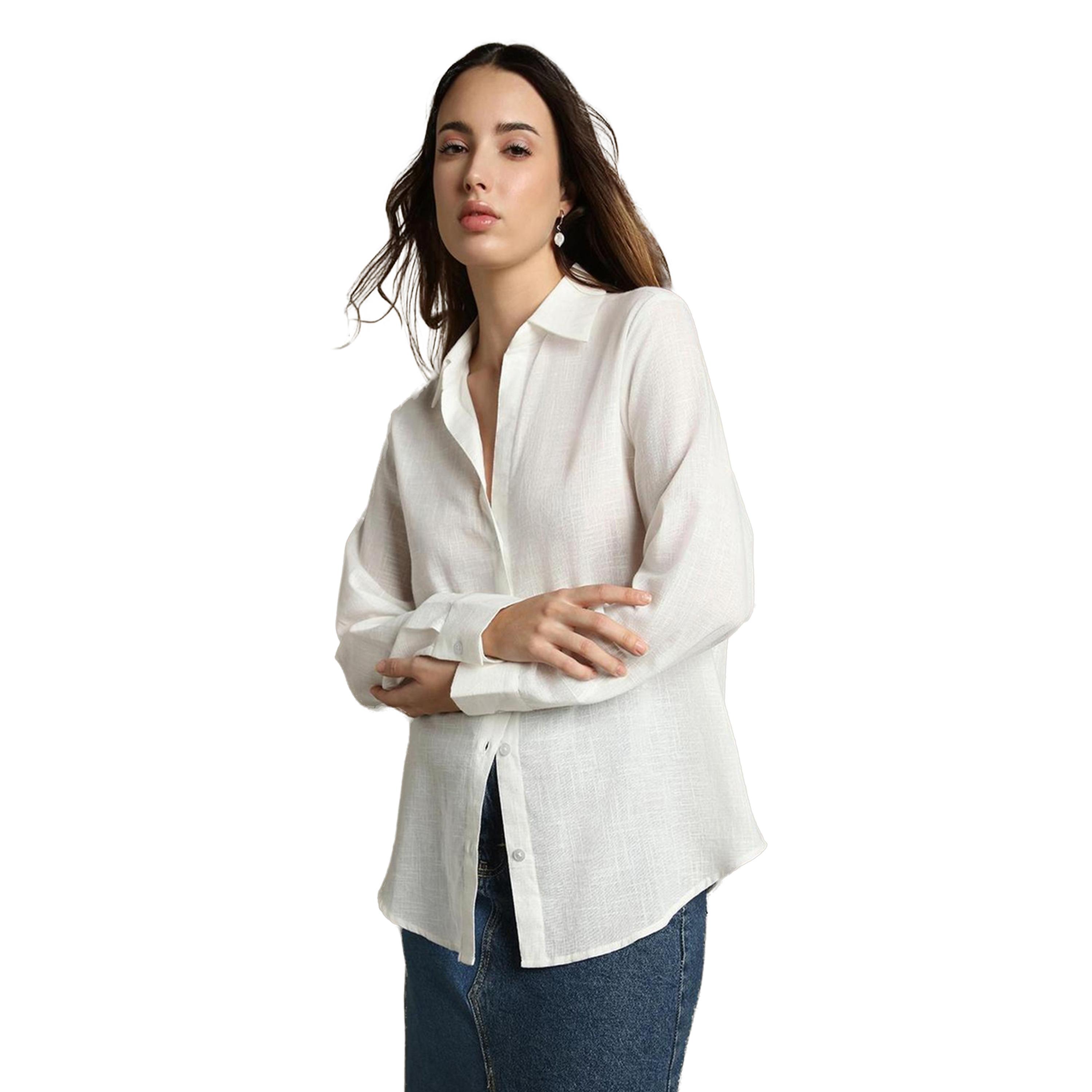 Dennis Lingo X Styli Textured Spread Collar Oversized Casual Shirt-women-clothing-shirtsandblouses-shirts-image-1