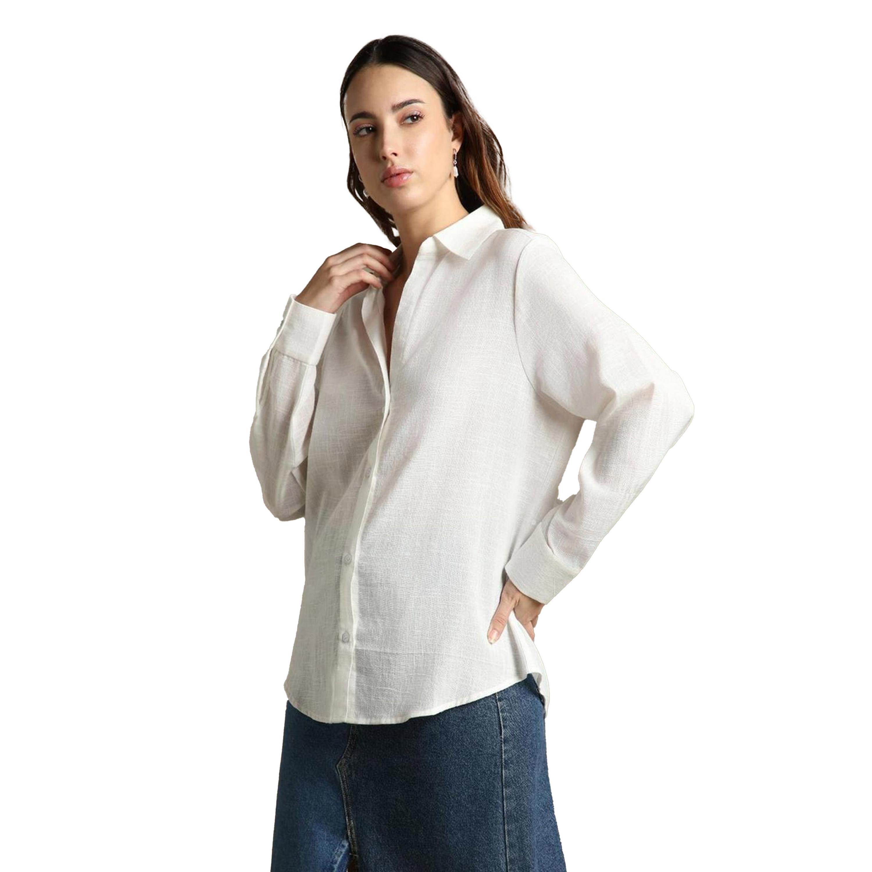 دينيس لينغو × ستايلي-  قميص كاجوال ياقة منتشرة وكبير الحجم-women-clothing-shirtsandblouses-shirts-image-2