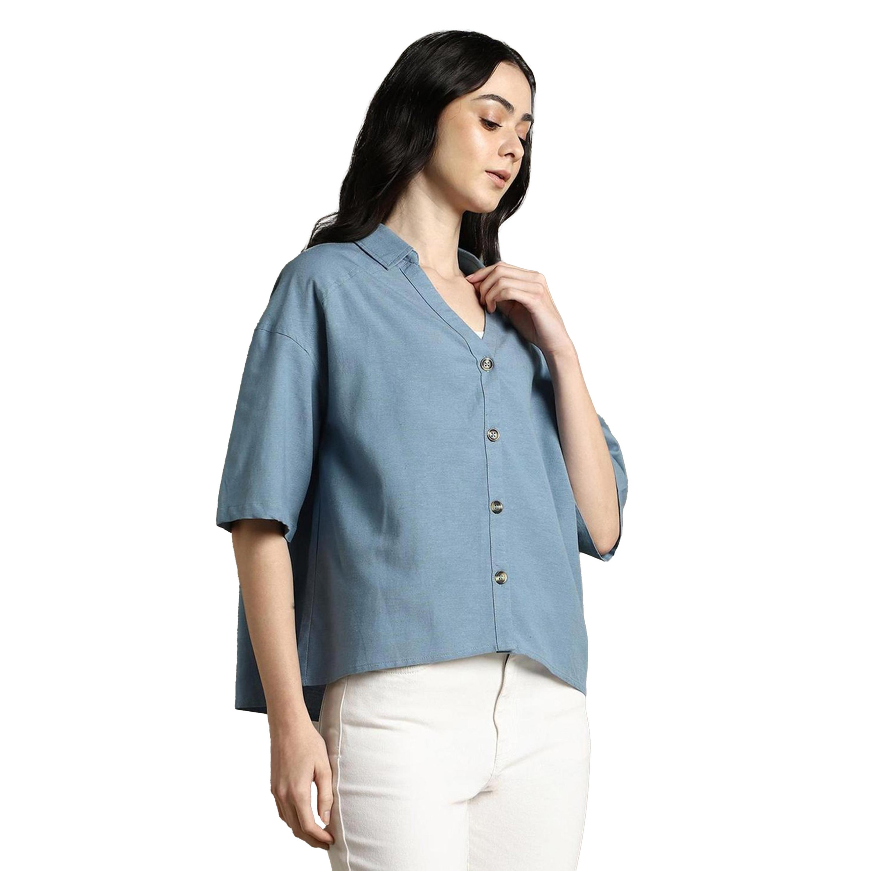 دينيس لينغو × ستايلي-  قميص سادة كبير الحجم-women-clothing-shirtsandblouses-shirts-image-5