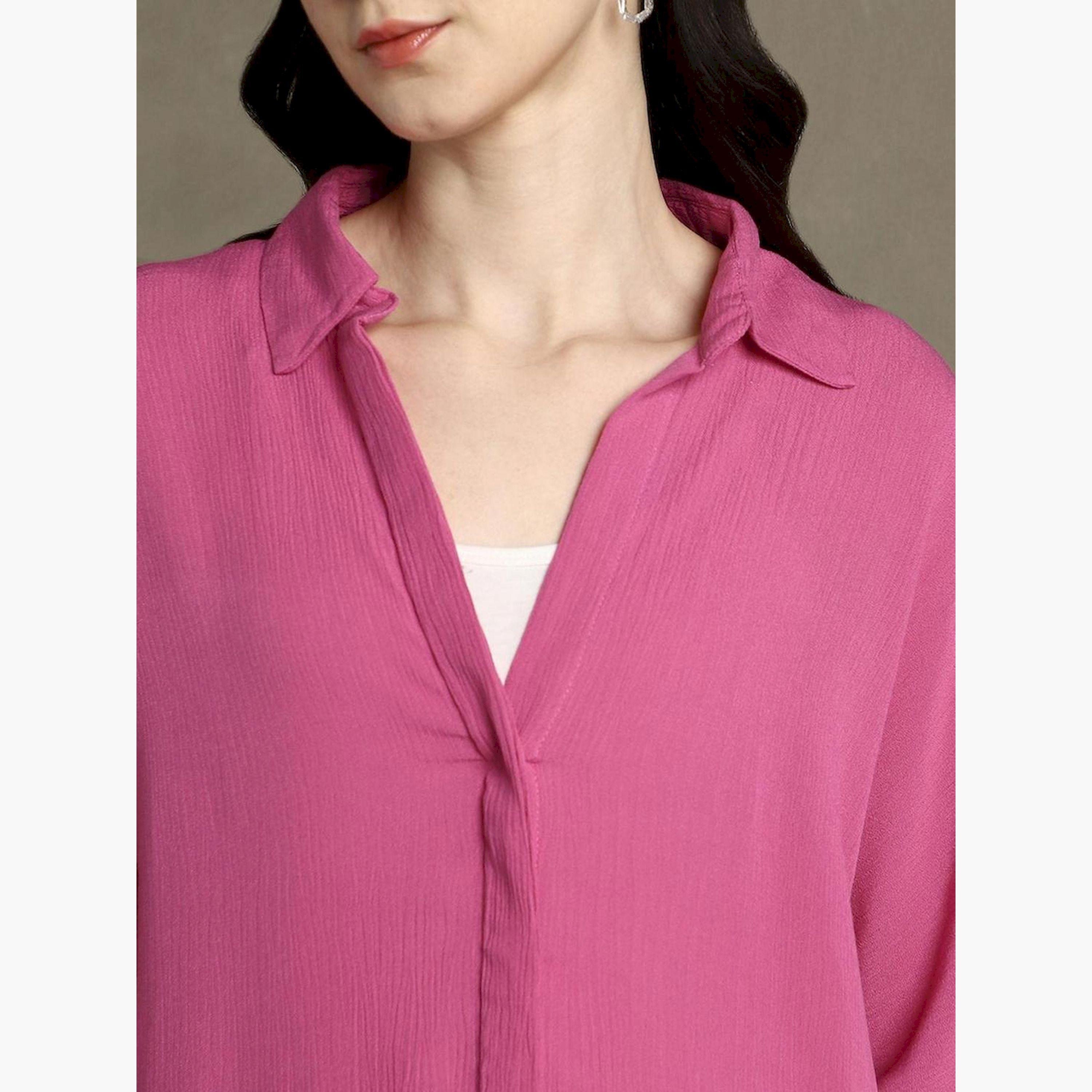 دينيس لينغو × ستايلي-  قميص كاجوال ياقة منتشرة وكبير الحجم-women-clothing-shirtsandblouses-shirts-image-4
