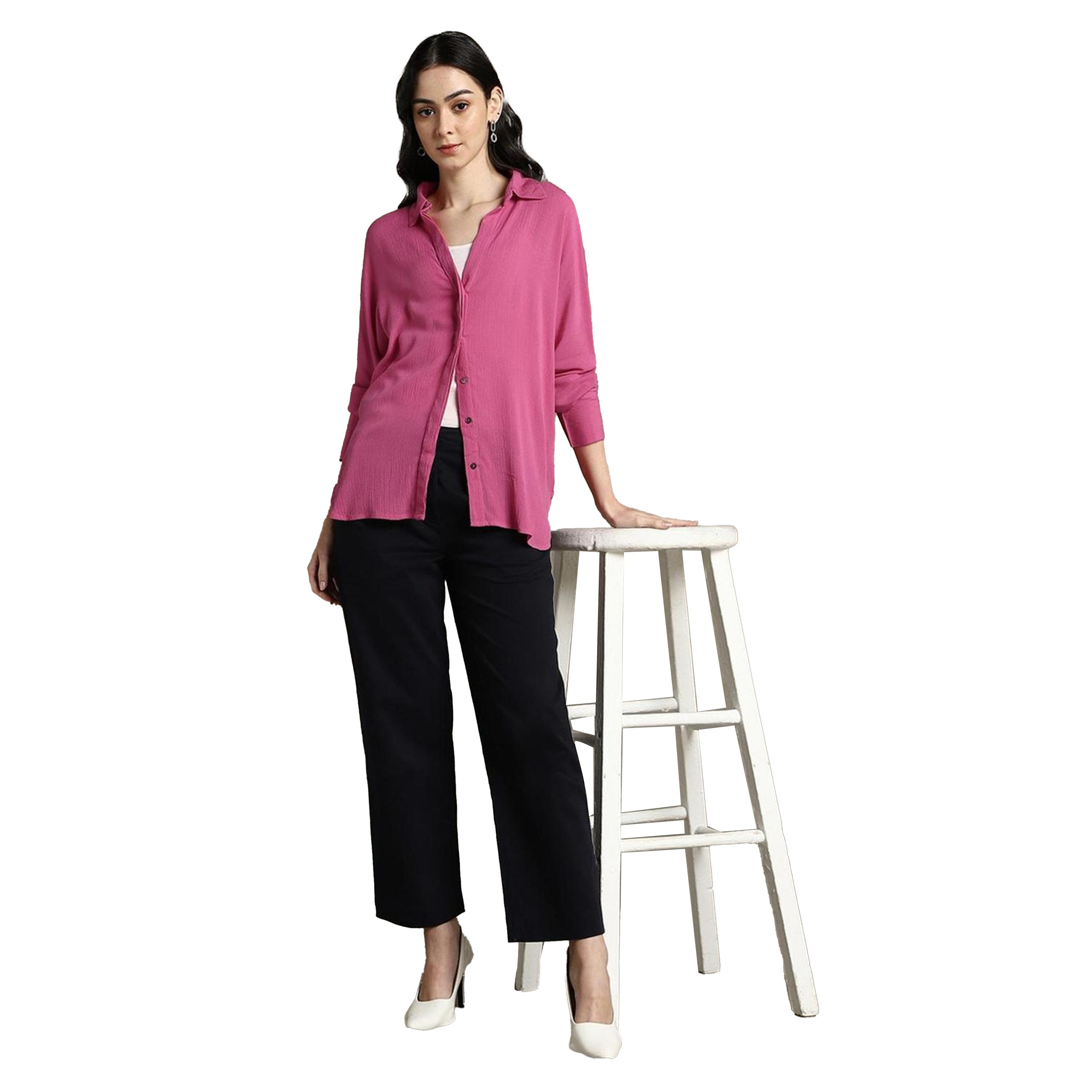 دينيس لينغو × ستايلي-  قميص كاجوال ياقة منتشرة وكبير الحجم-women-clothing-shirtsandblouses-shirts-image-5