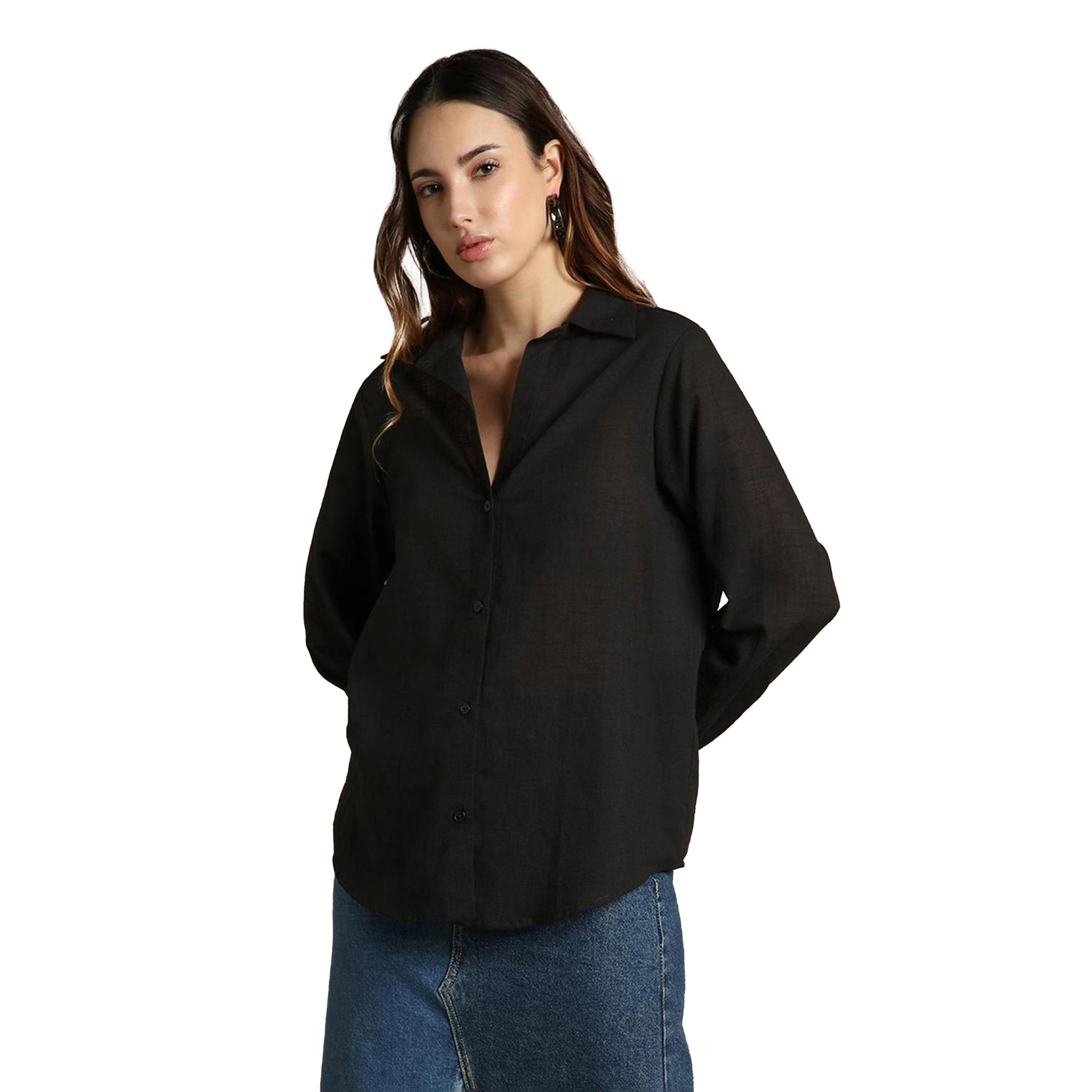 Dennis Lingo X Styli Textured Spread Collar Oversized Shirt-women-clothing-shirtsandblouses-shirts-image-2