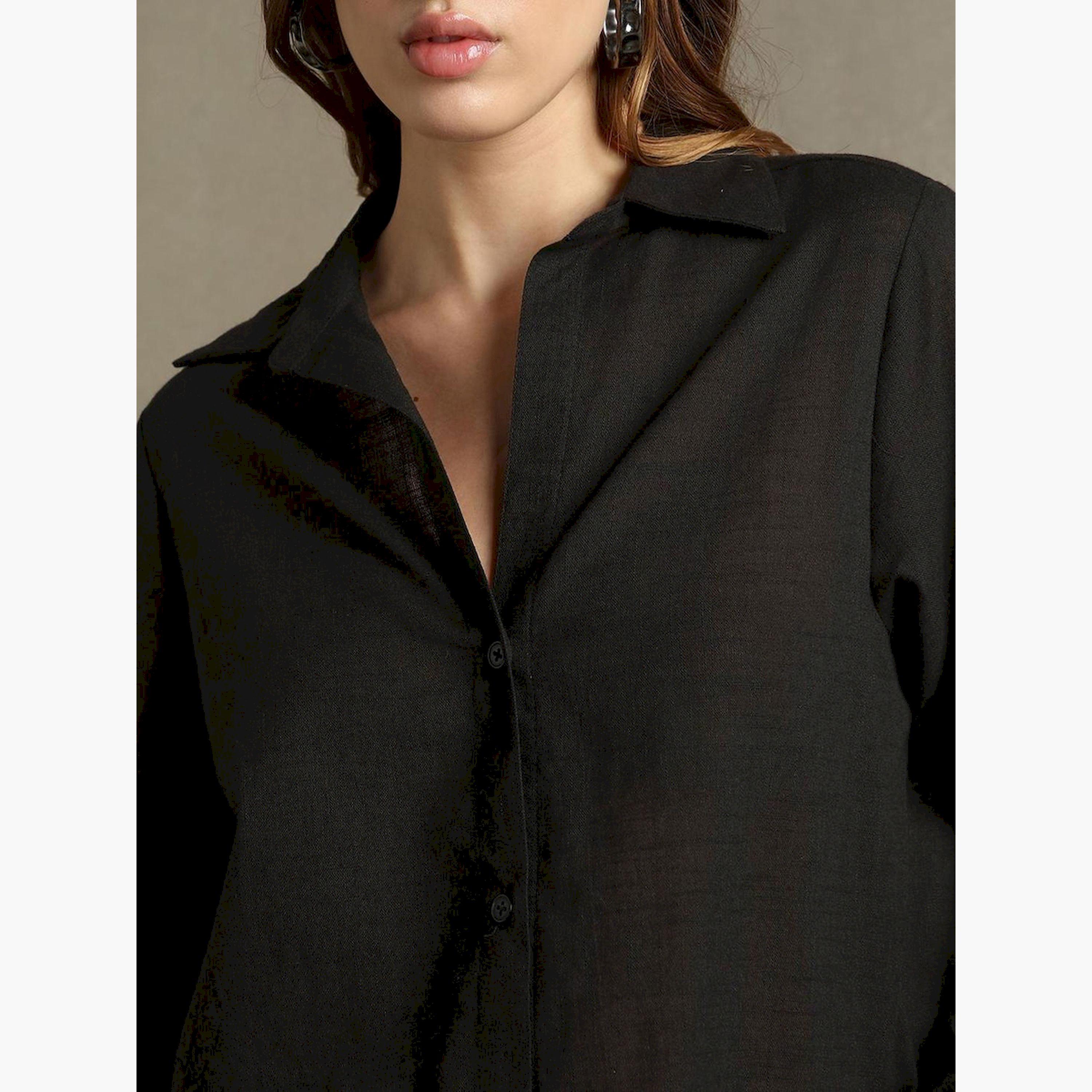 Dennis Lingo X Styli Textured Spread Collar Oversized Shirt-women-clothing-shirtsandblouses-shirts-image-4