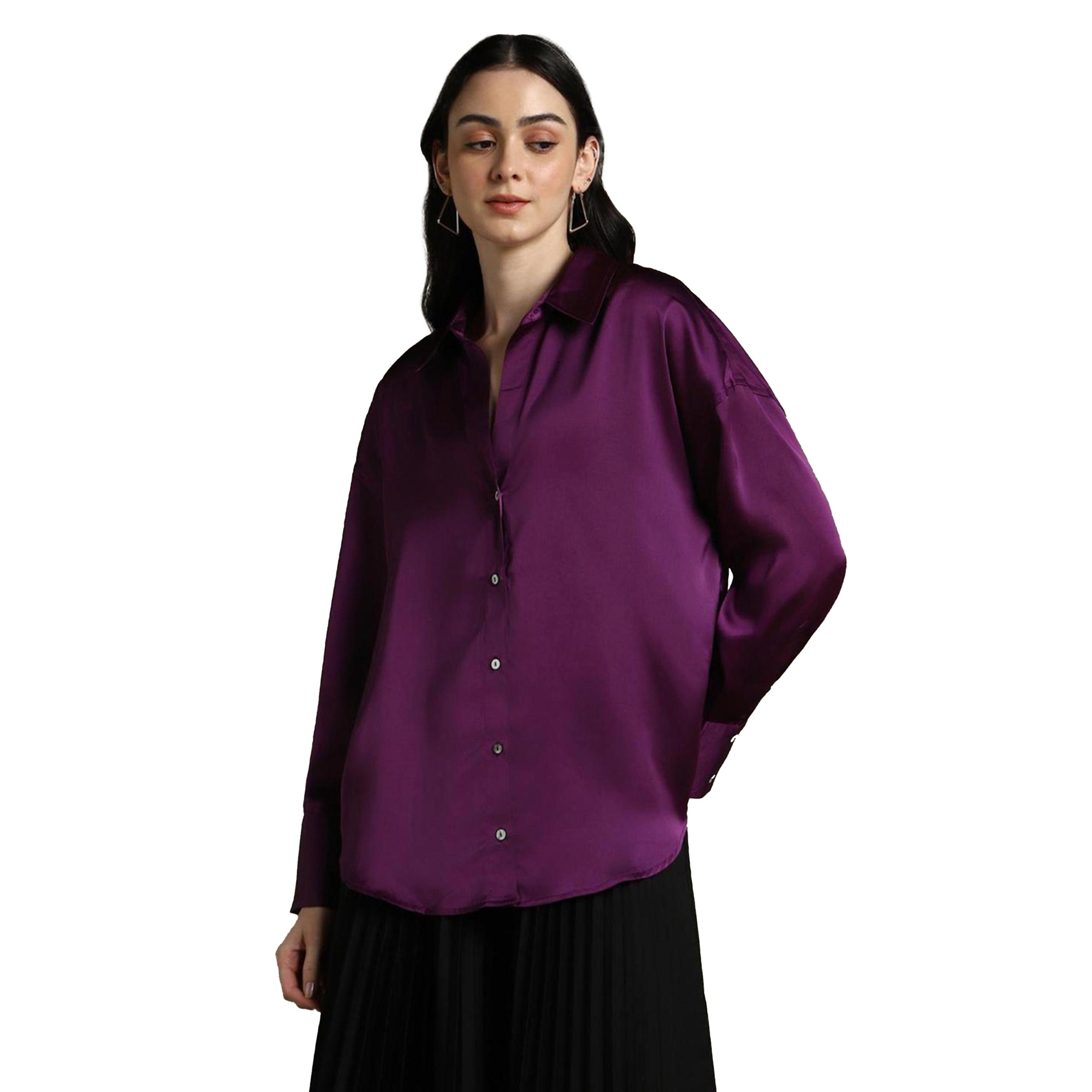 دينيس لينغو × ستايلي-  قميص كاجوال من الساتان الأرجواني-women-clothing-shirtsandblouses-shirts-image-2