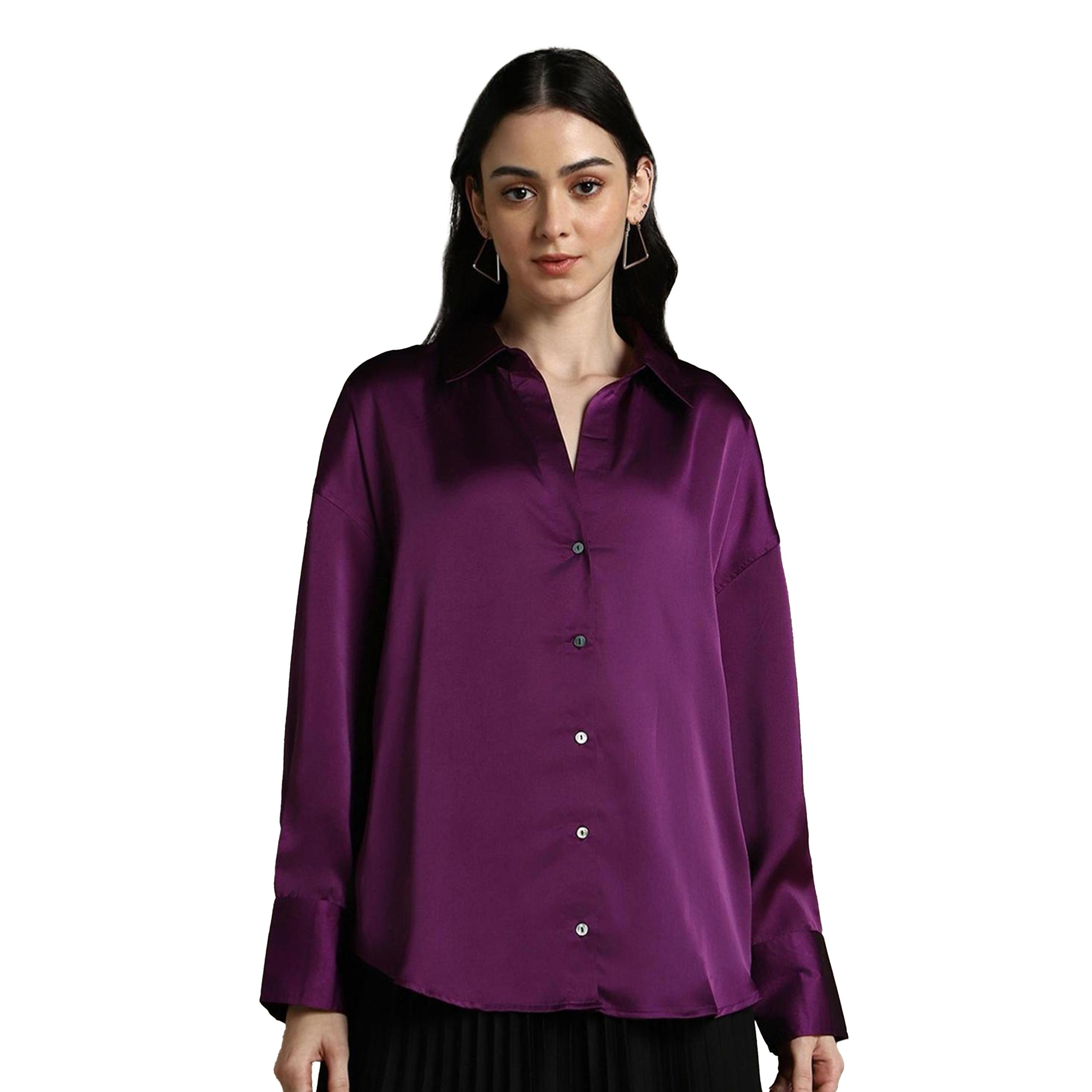 دينيس لينغو × ستايلي-  قميص كاجوال من الساتان الأرجواني-women-clothing-shirtsandblouses-shirts-image-6