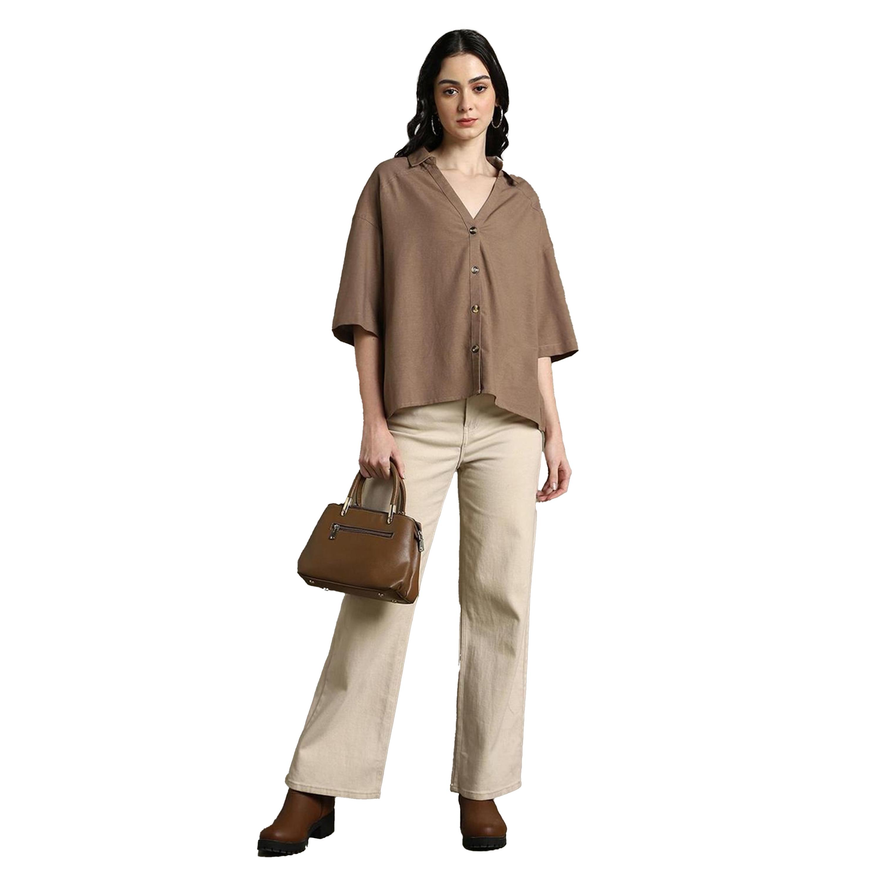دينيس لينغو × ستايلي-  قميص كاجوال ياقة منتشرة وكبير الحجم-women-clothing-shirtsandblouses-shirts-image-5