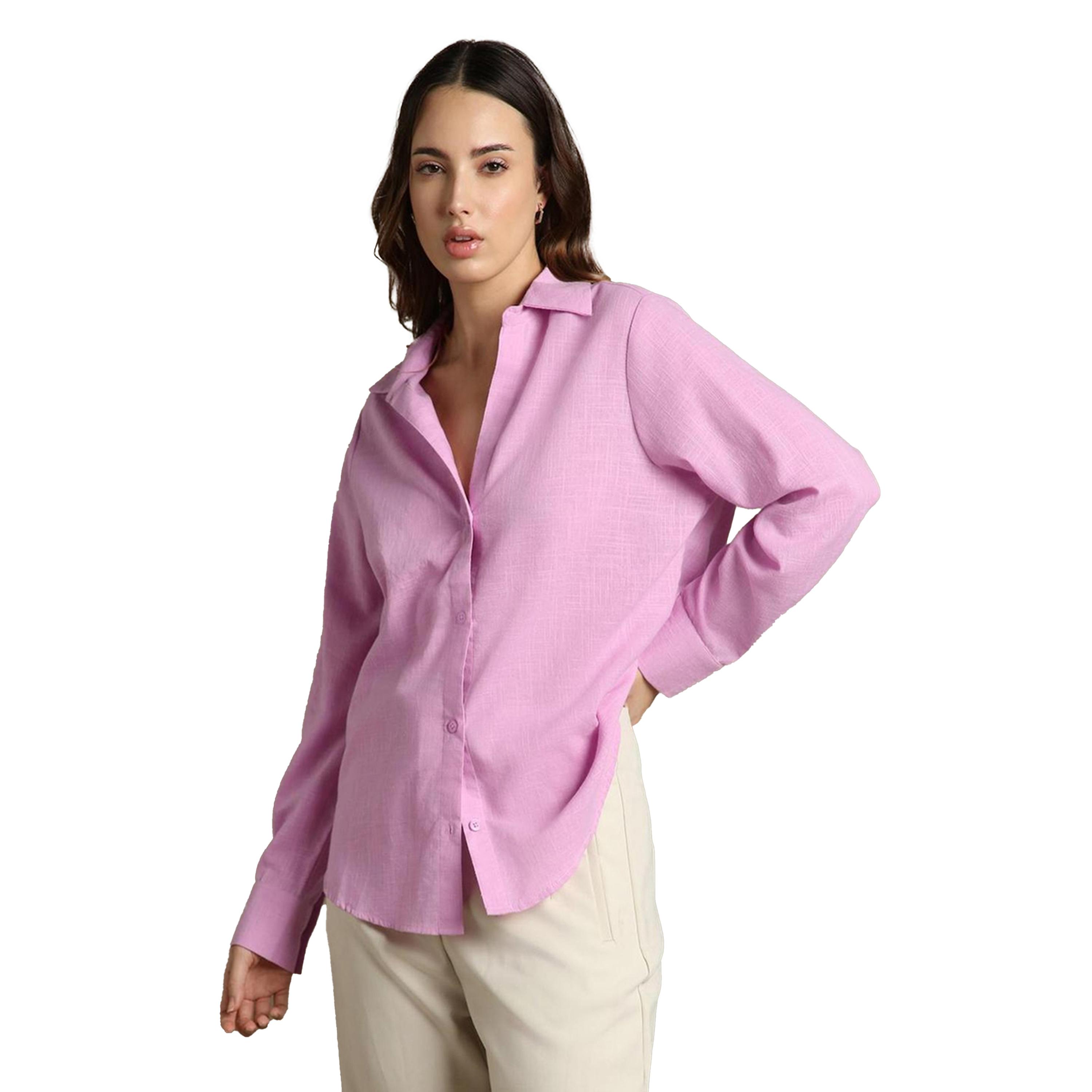 دينيس لينغو × ستايلي-  قميص كاجوال ياقة منتشرة وكبير الحجم-women-clothing-shirtsandblouses-shirts-image-2
