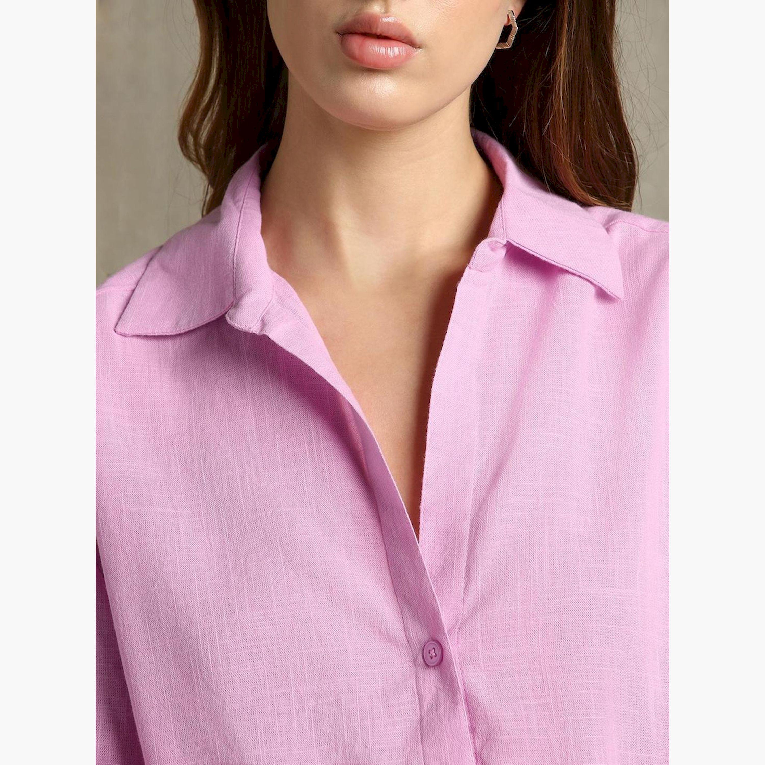 دينيس لينغو × ستايلي-  قميص كاجوال ياقة منتشرة وكبير الحجم-women-clothing-shirtsandblouses-shirts-image-4