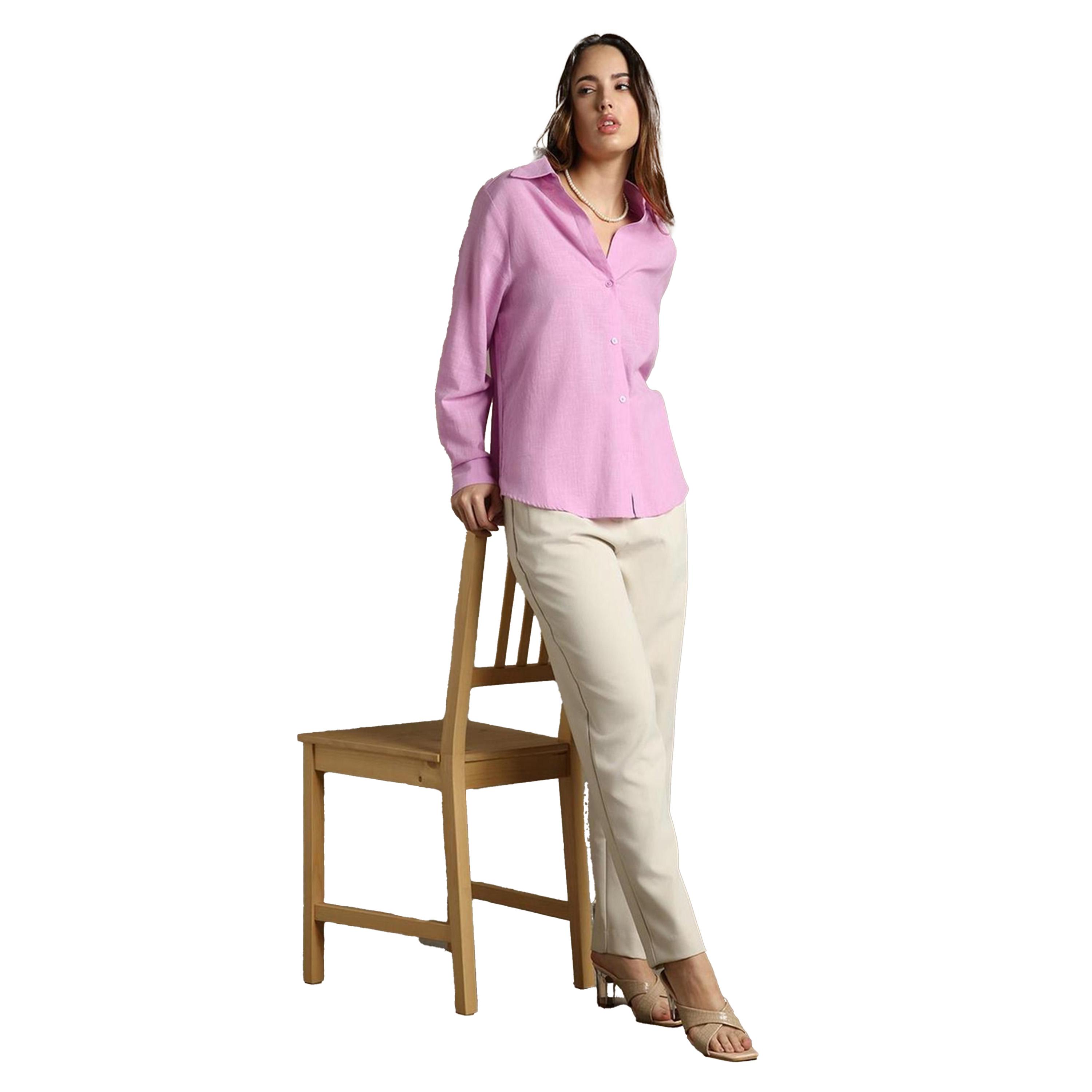 دينيس لينغو × ستايلي-  قميص كاجوال ياقة منتشرة وكبير الحجم-women-clothing-shirtsandblouses-shirts-image-5