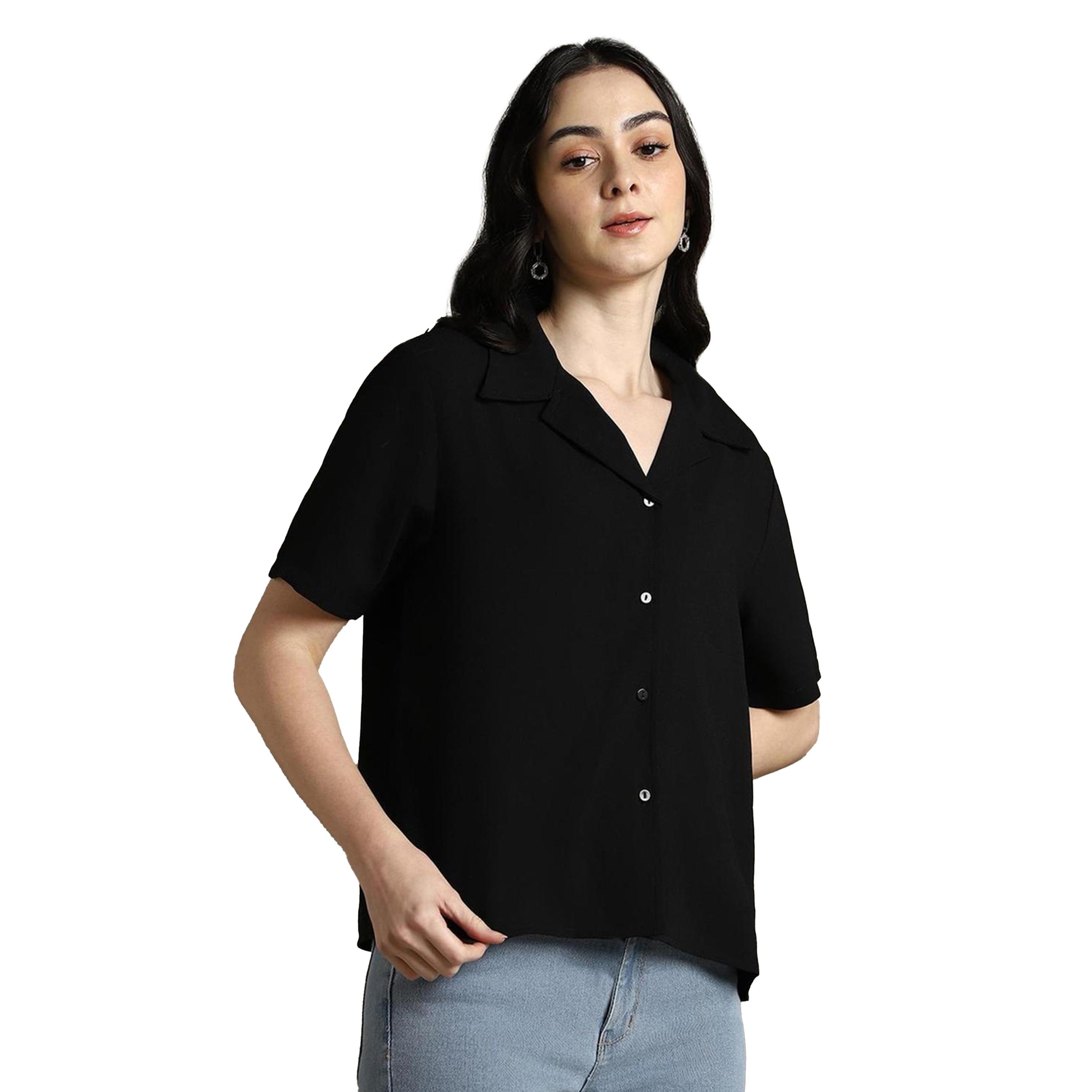 دينيس لينغو × ستايلي-  قميص كاجوال بياقة واسعة-women-clothing-shirtsandblouses-shirts-image-2