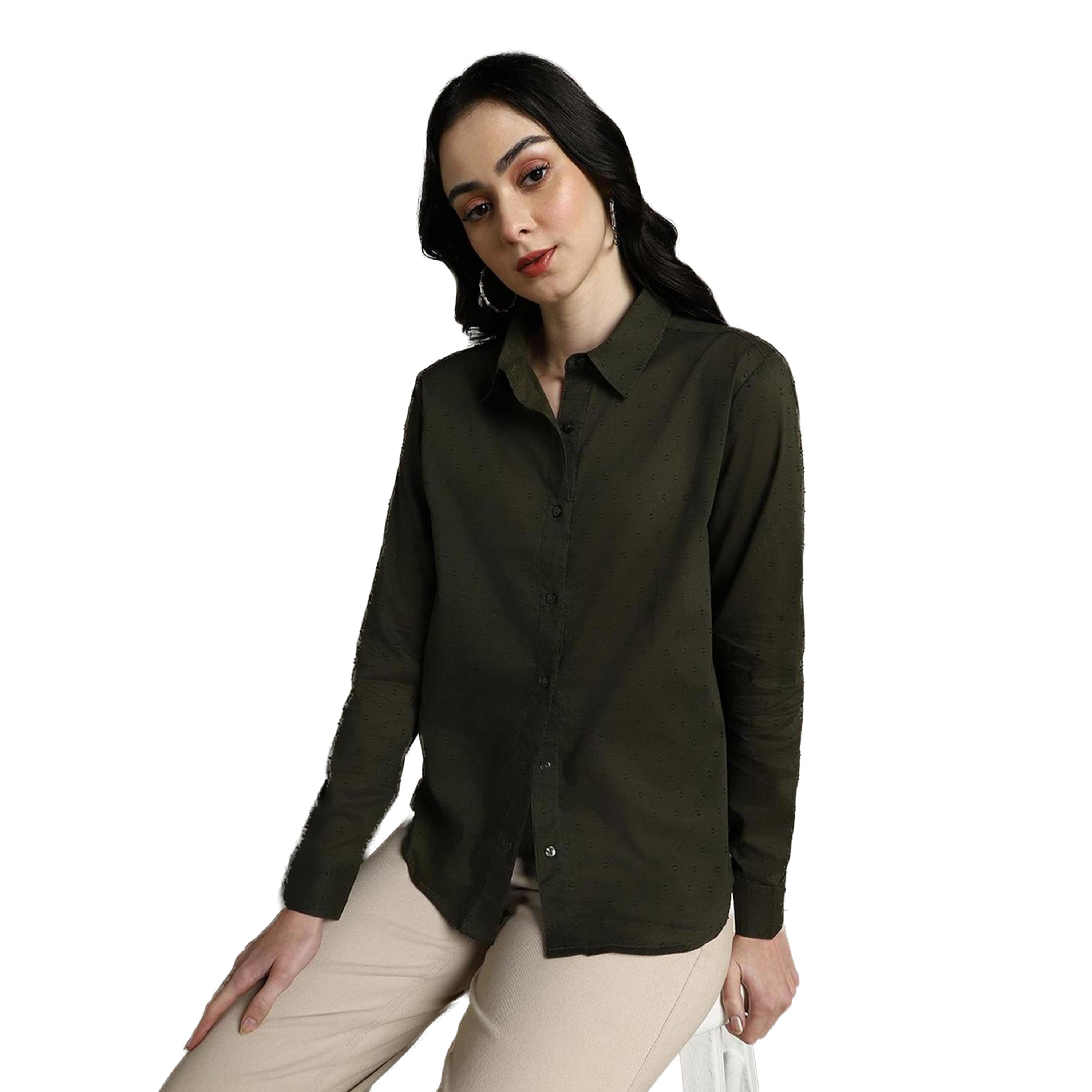 Dennis Lingo X Styli Spread Collar Textured Cotton Casual Shirt-women-clothing-shirtsandblouses-shirts-image-1
