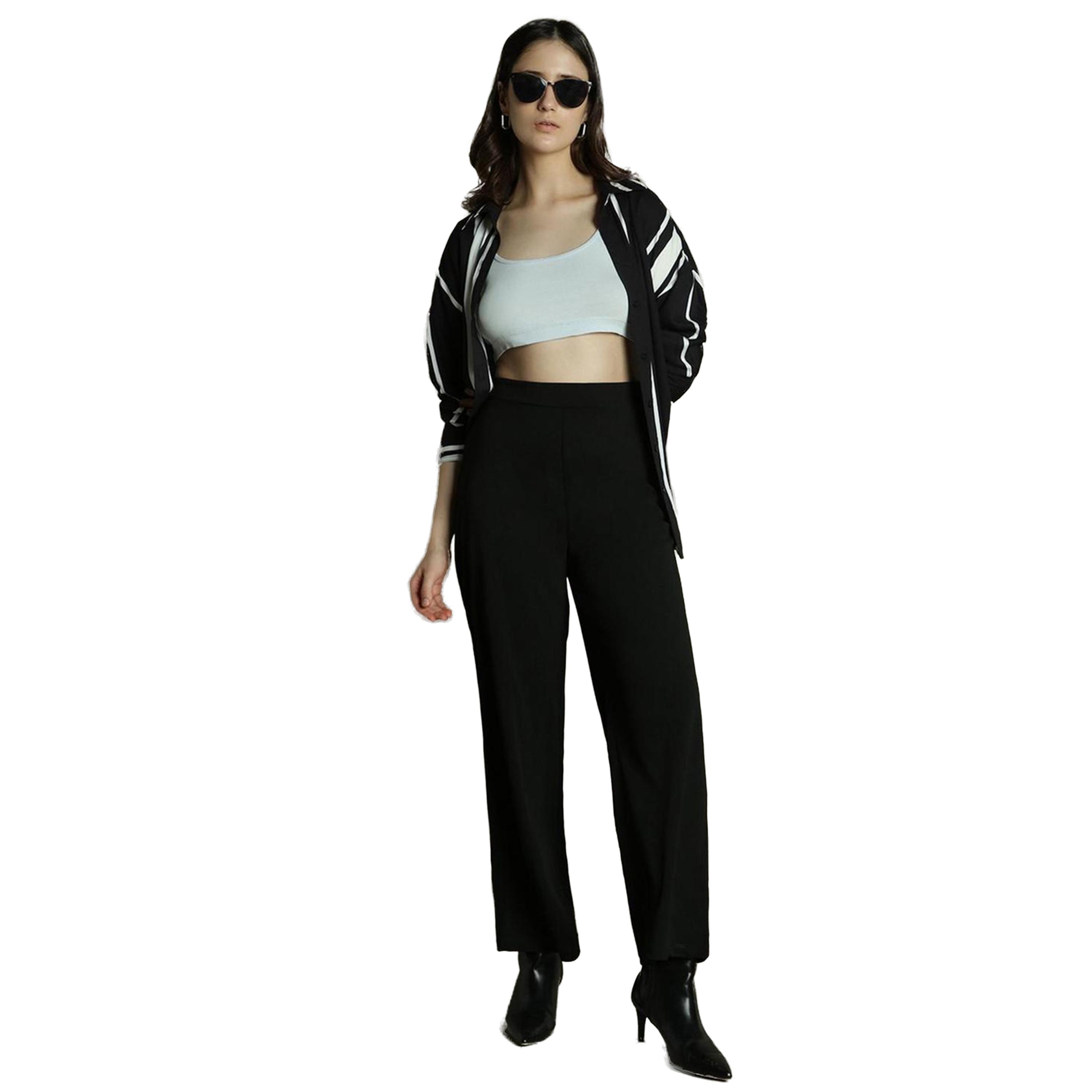 Dennis Lingo X Styli Solid Flared Trousers-women-clothing-bottoms-trousers-image-1