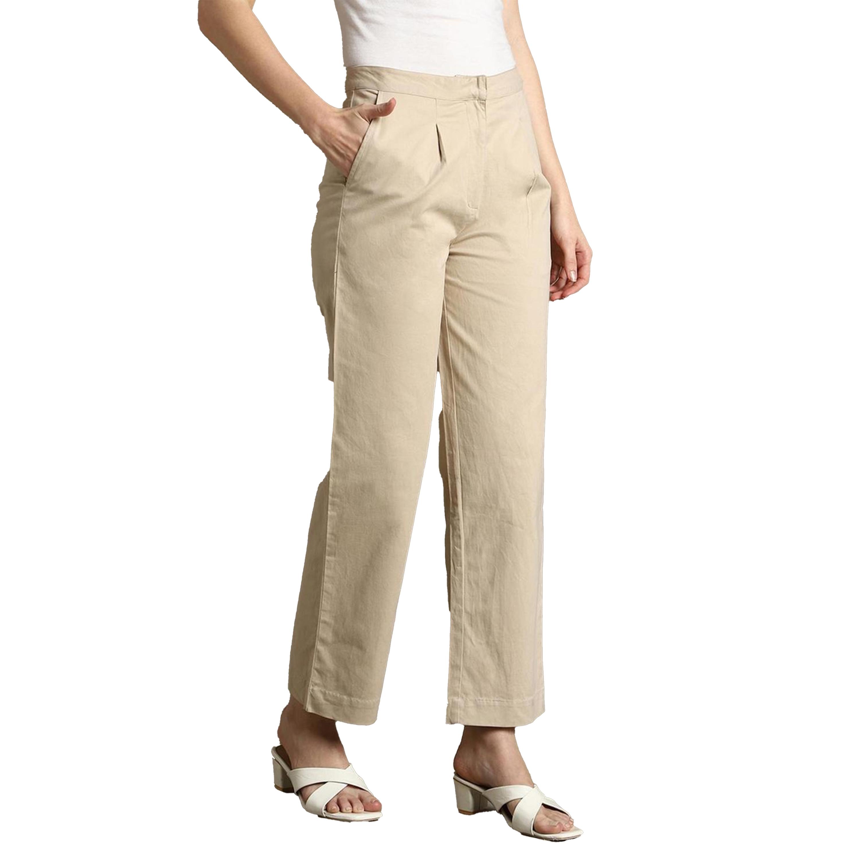 دينيس لينغو × ستايلي-  بنطال كاجوال من القطن قصّة مستقيمة-women-clothing-bottoms-trousers-image-2