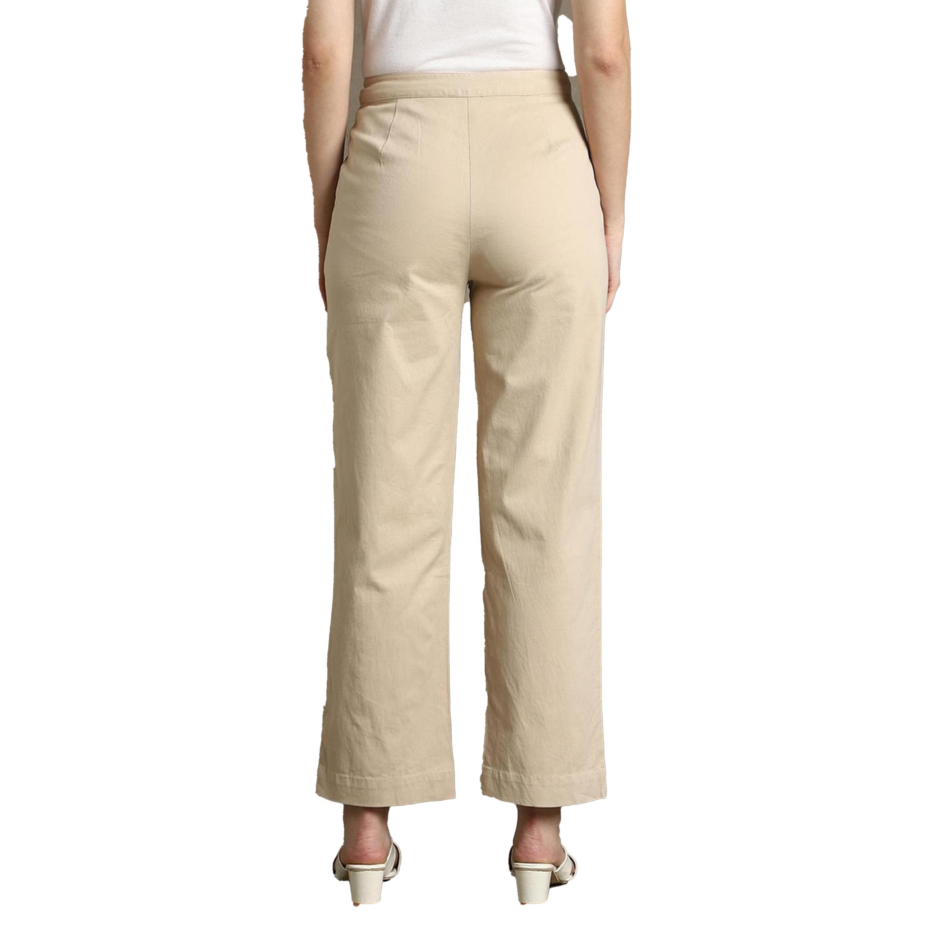 دينيس لينغو × ستايلي-  بنطال كاجوال من القطن قصّة مستقيمة-women-clothing-bottoms-trousers-image-3