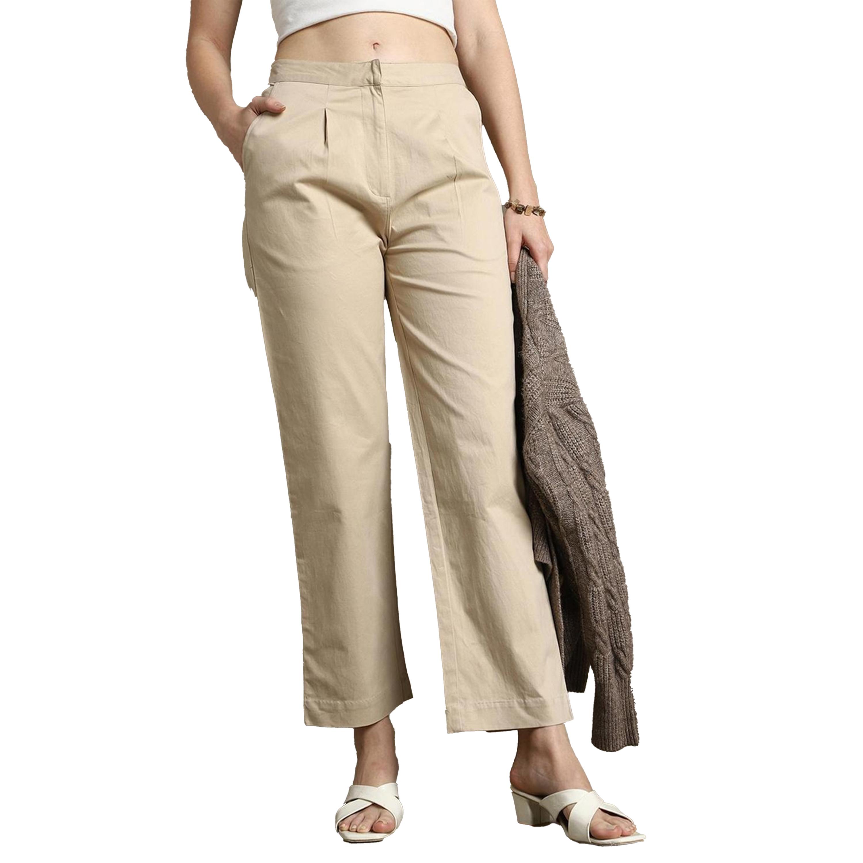 دينيس لينغو × ستايلي-  بنطال كاجوال من القطن قصّة مستقيمة-women-clothing-bottoms-trousers-image-5
