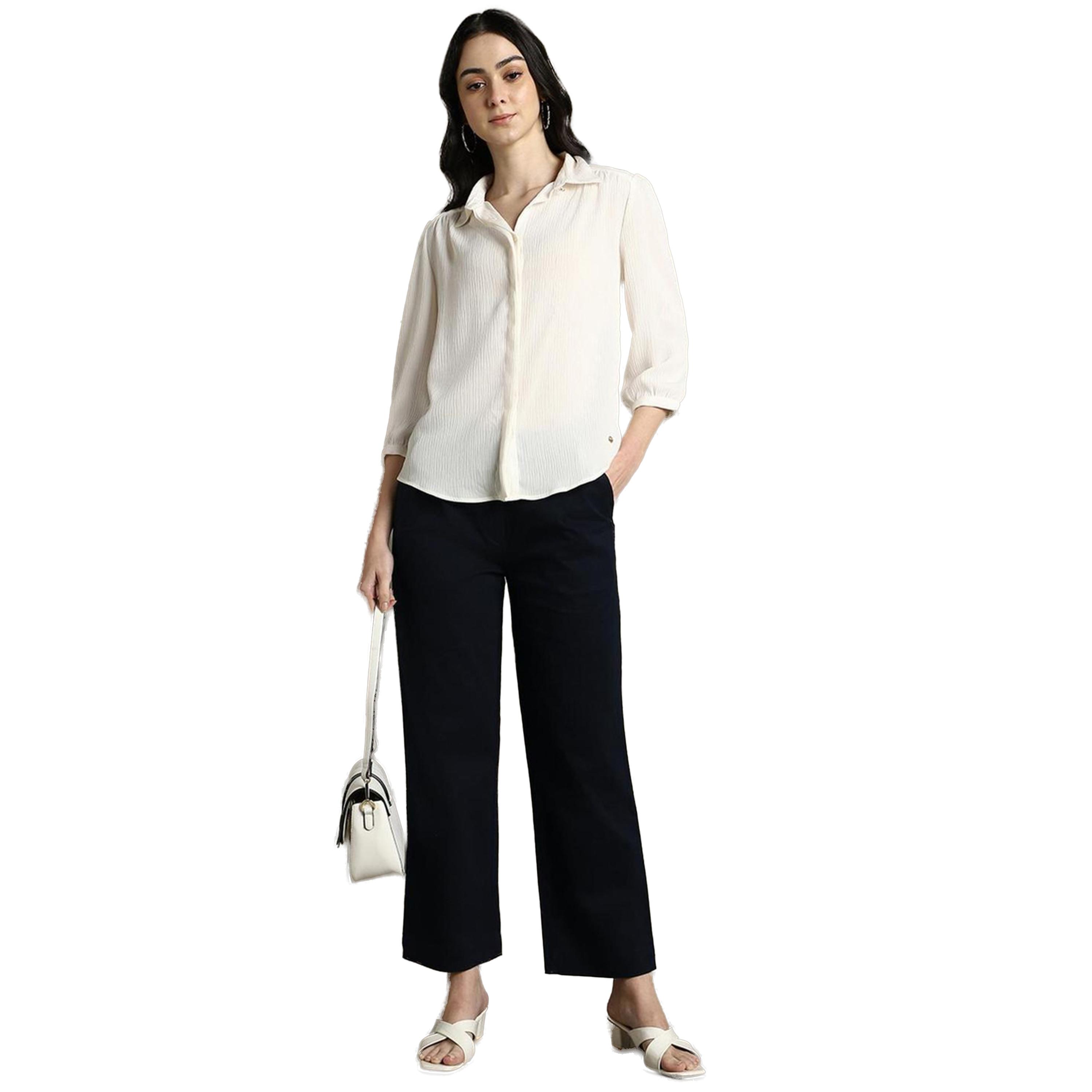 دينيس لينغو × ستايلي-  بنطال رسمي من القطن متوسط ​​الارتفاع بقصّة مستقيمة-women-clothing-bottoms-trousers-image-1