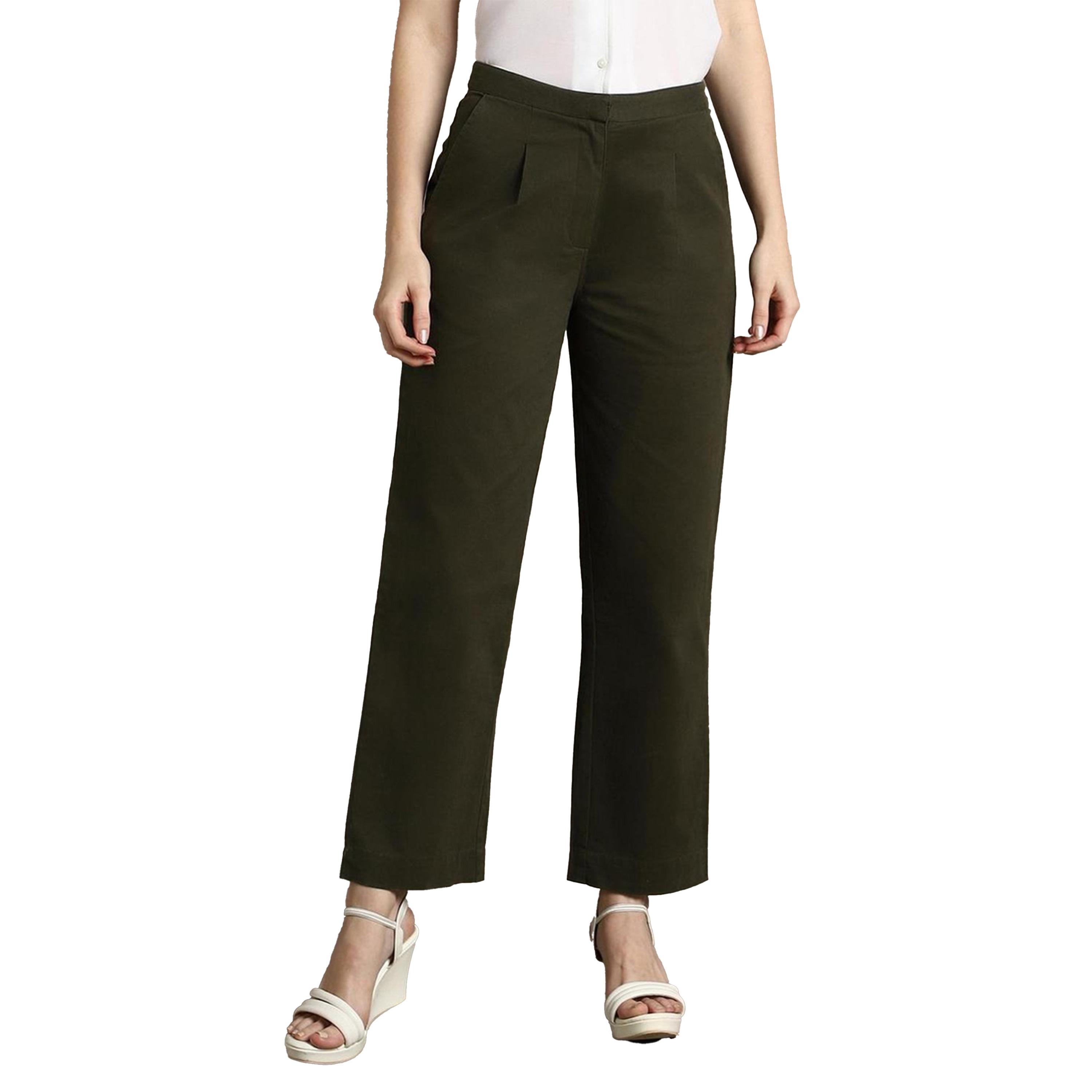 دينيس لينغو × ستايلي-  بنطال كاجوال من القطن ذو قصة مستقيمة ومطوي-women-clothing-bottoms-trousers-image-6
